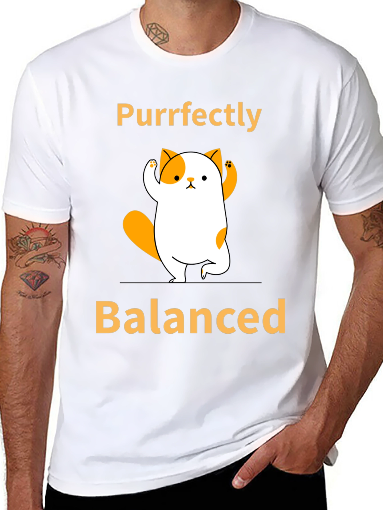 Black Purrfectly Balanced Yoga Cat Graphic T-Shirt view 8