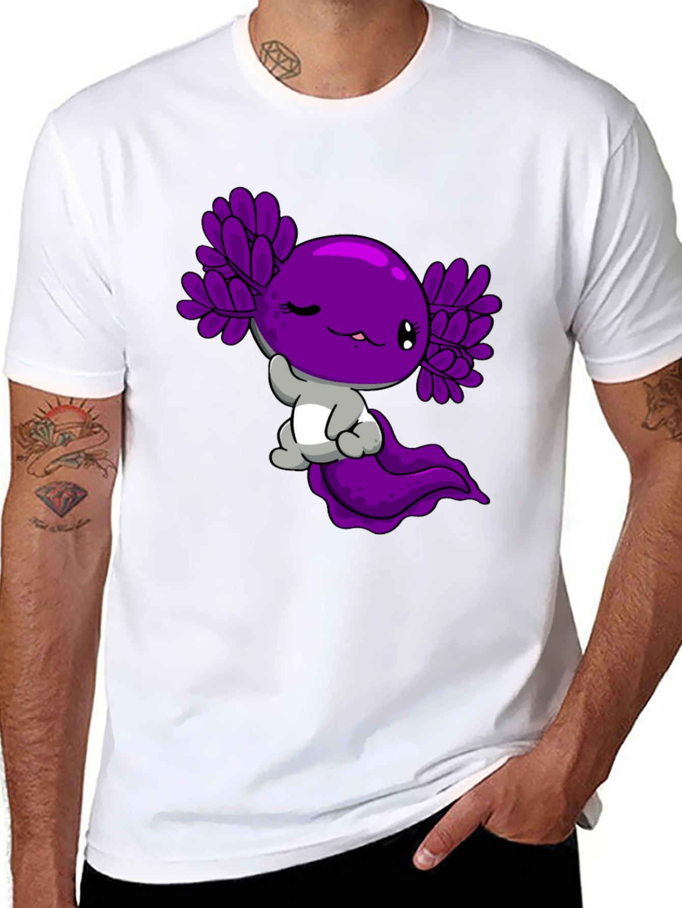 Black Axolotl Graphic Tee - Cute Amphibian Design view 8