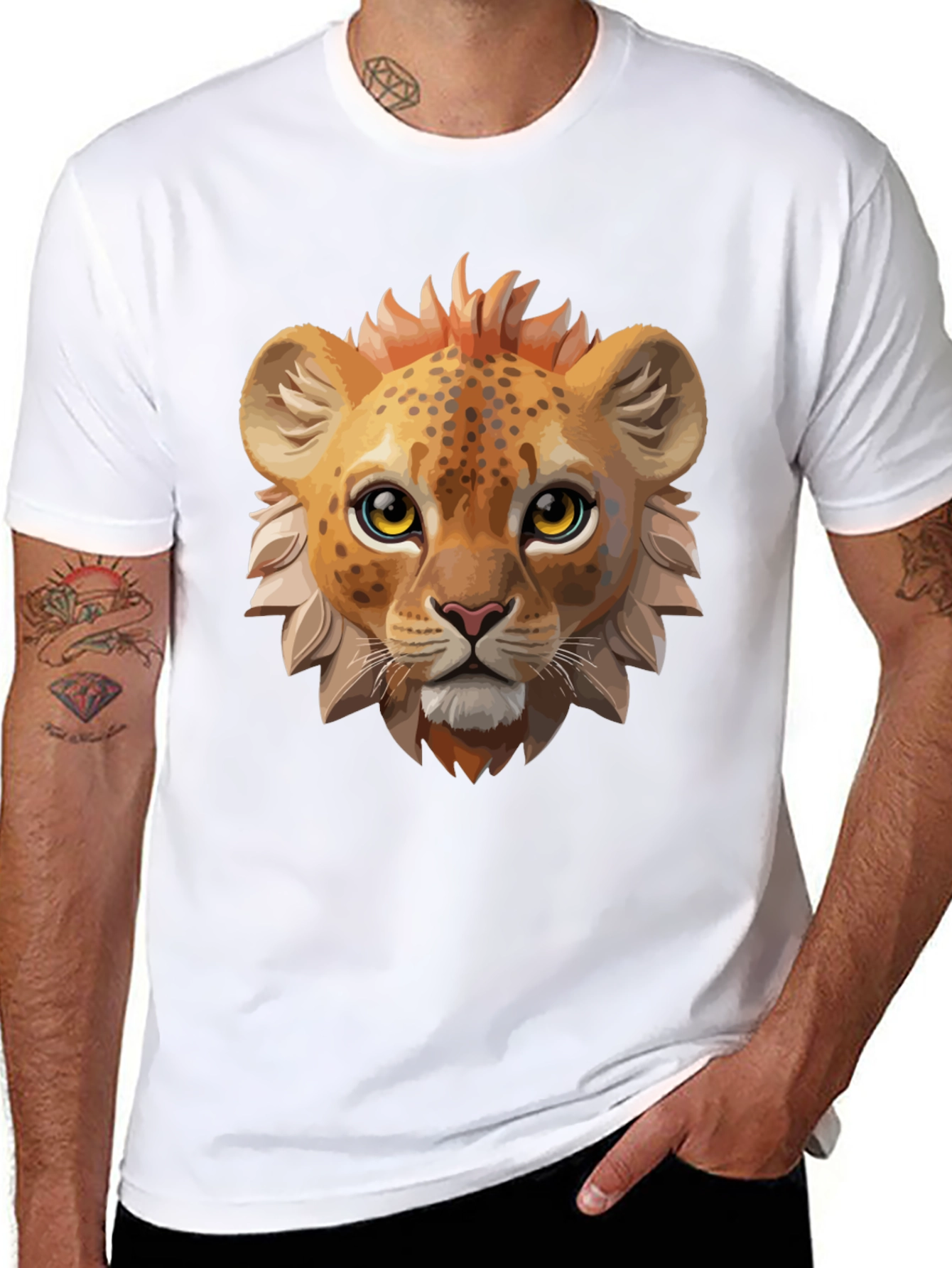 Black Lion Cub Graphic Tee - Black Cotton Shirt view 8