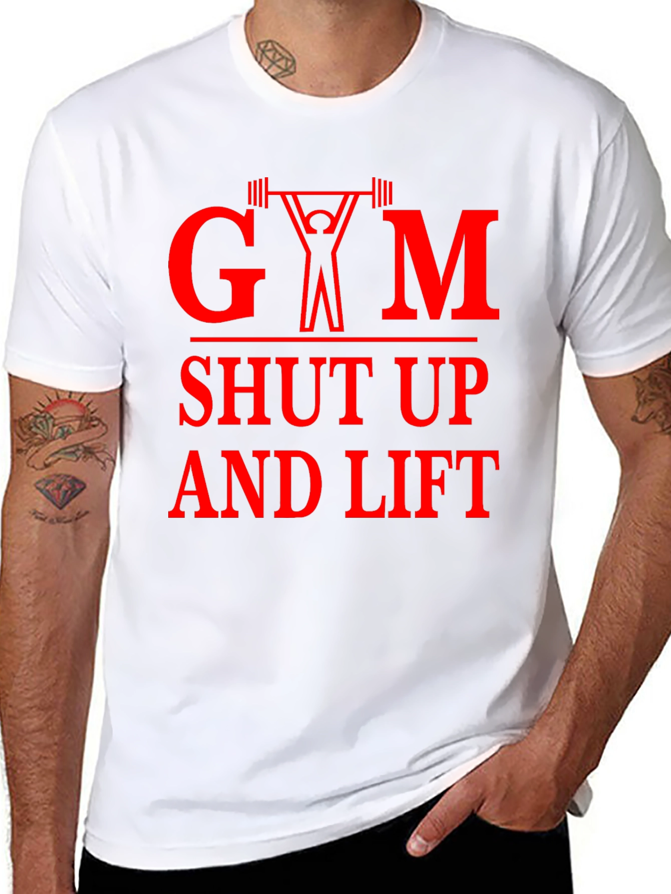 Black Gym Shut Up and Lift Graphic Tee view 8
