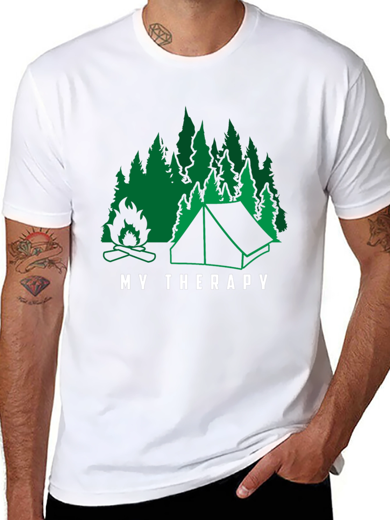 Black Camping Therapy Graphic Tee - Nature Adventure Shirt view 8