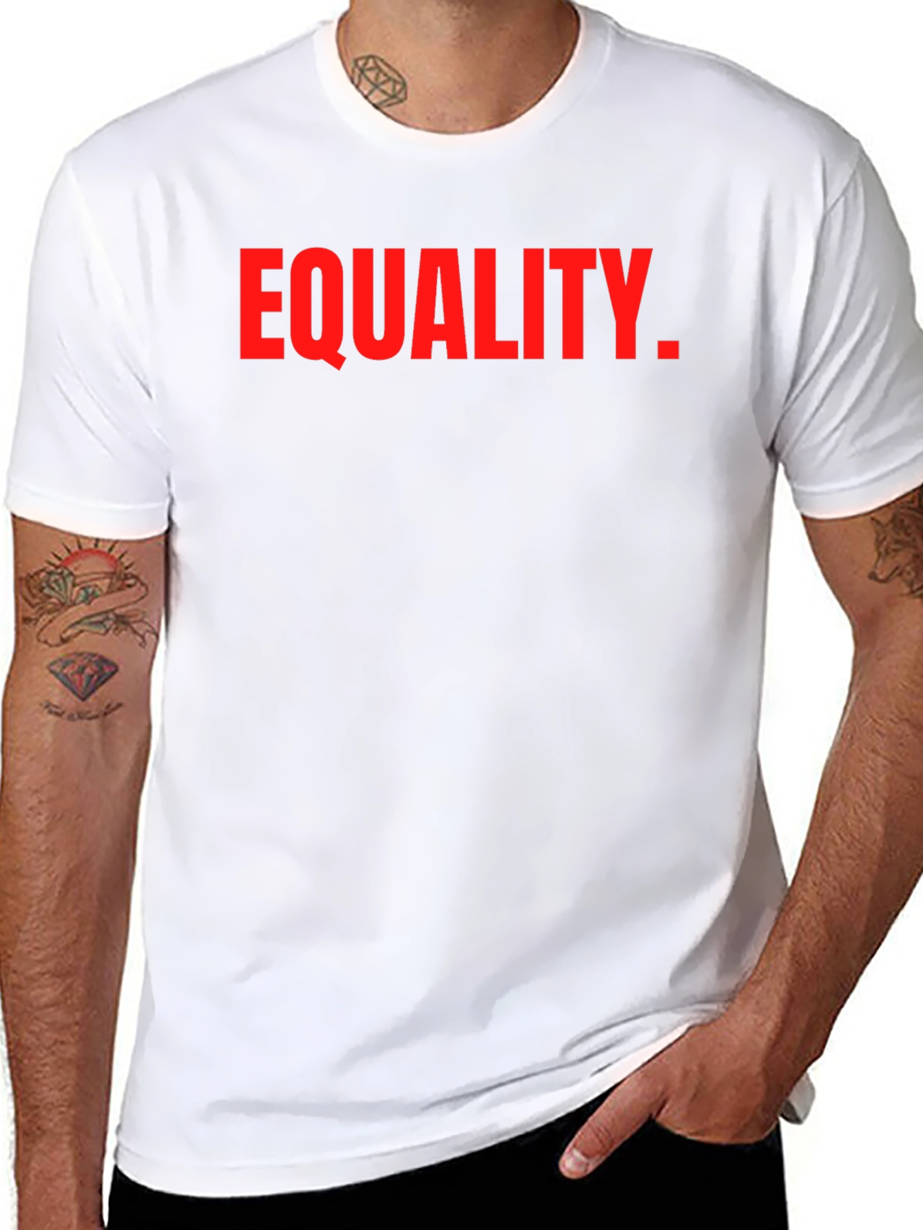 Black Equality T-Shirt - Red Print on Black view 8