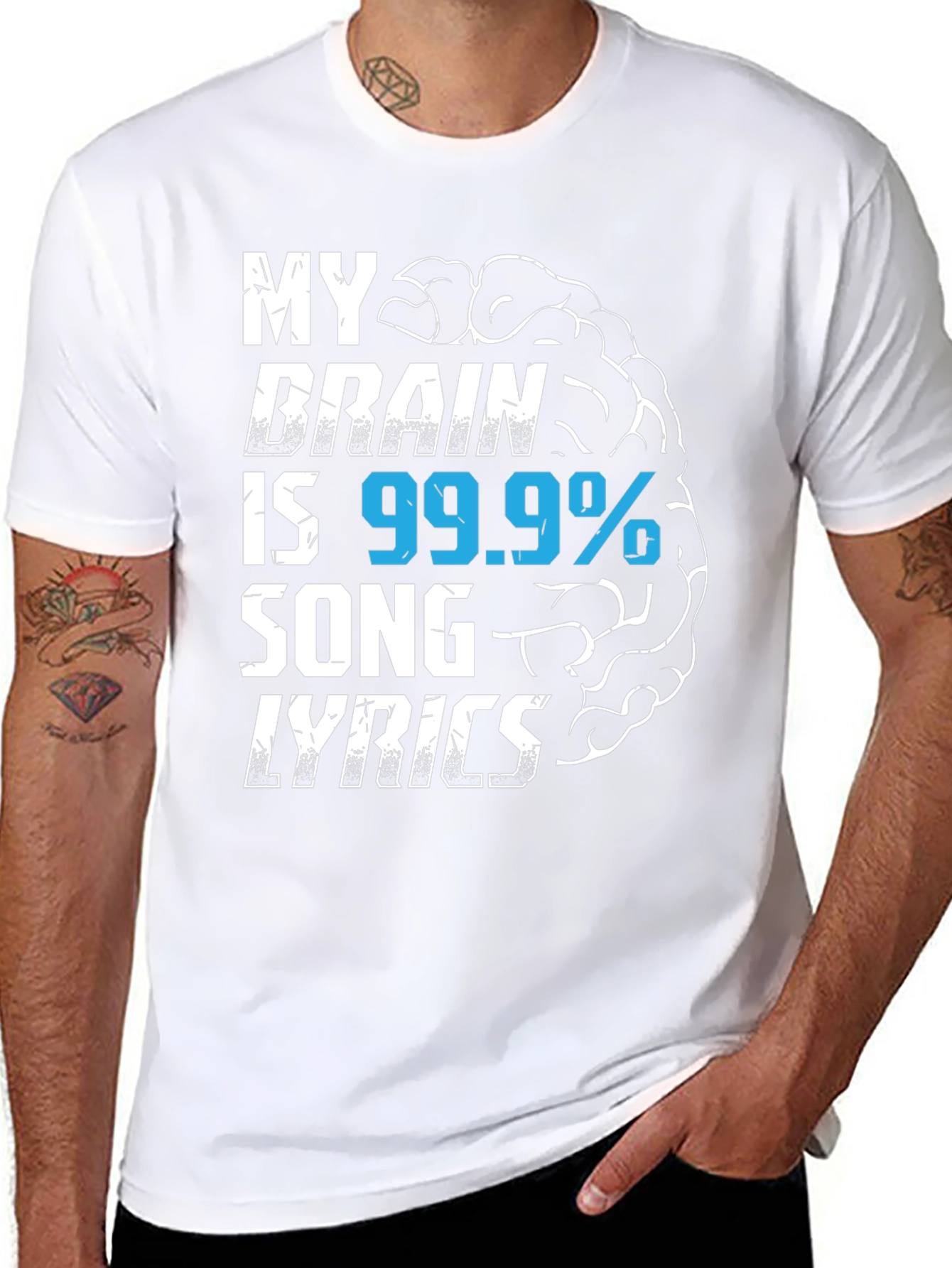 Black My Brain is 99.9% Song Lyrics T-Shirt view 8