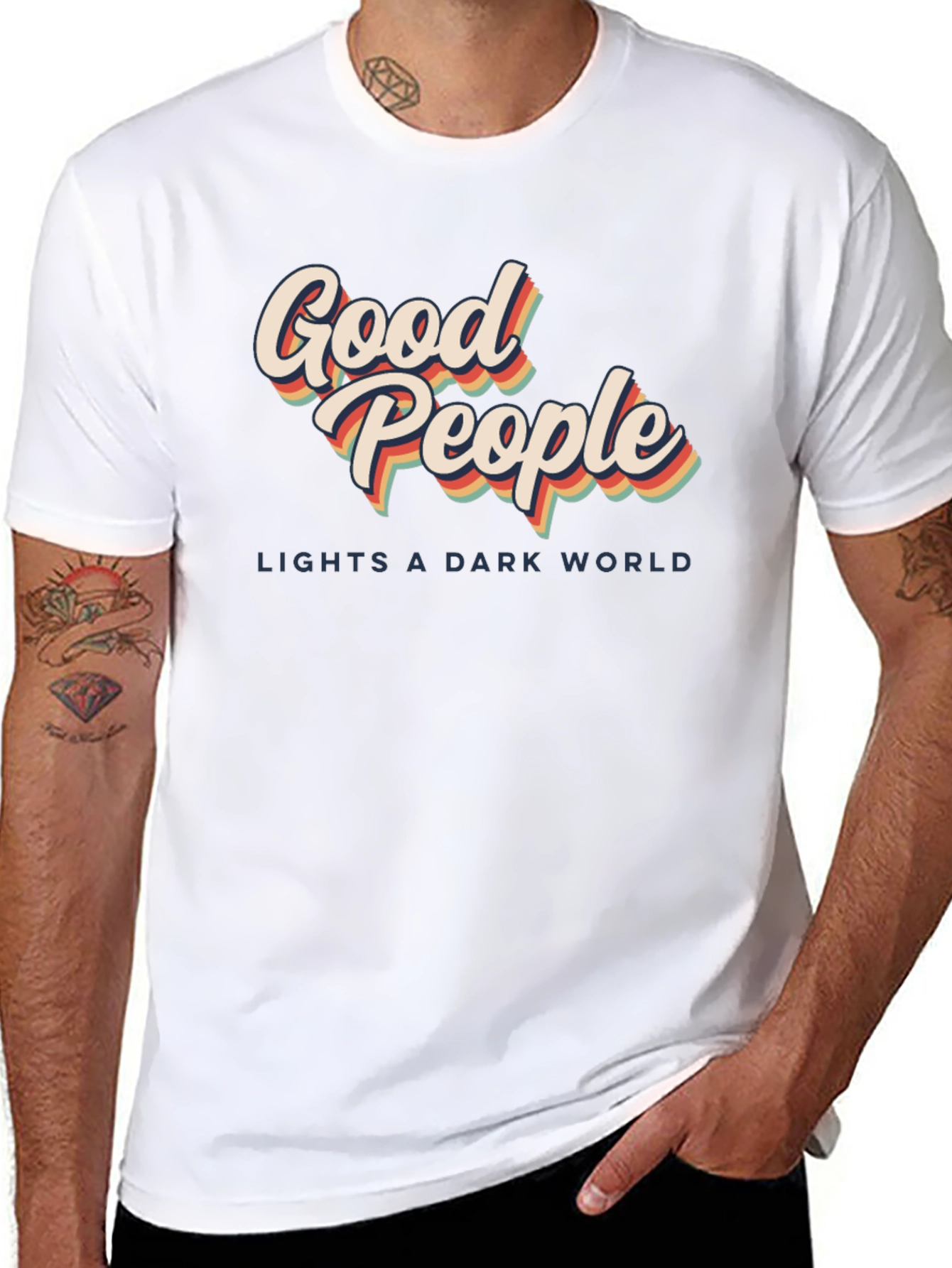 Black Good People Retro Graphic T-Shirt - Lights A Dark World view 8