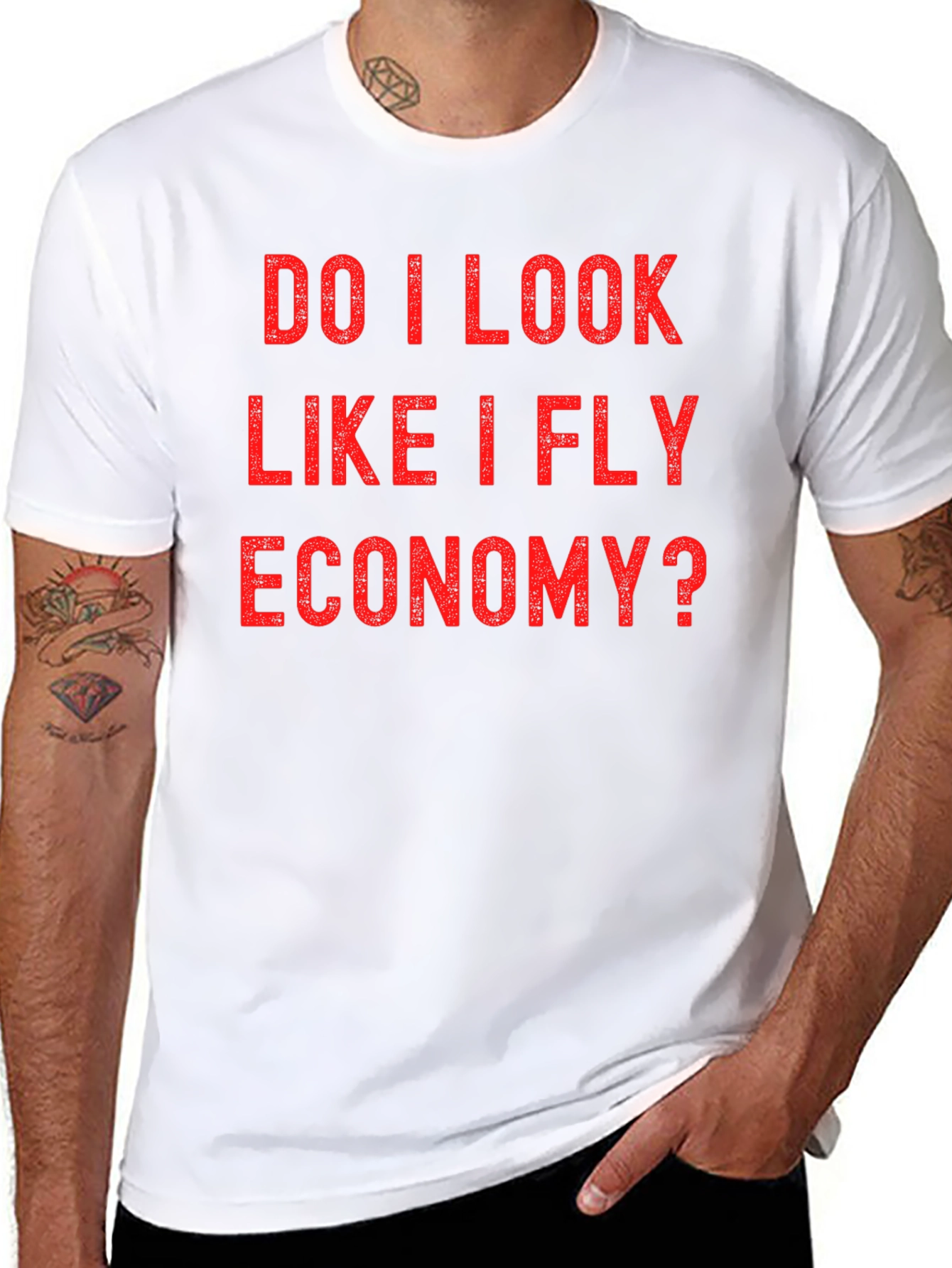 Black Do I Look Like I Fly Economy? Graphic Tee view 8