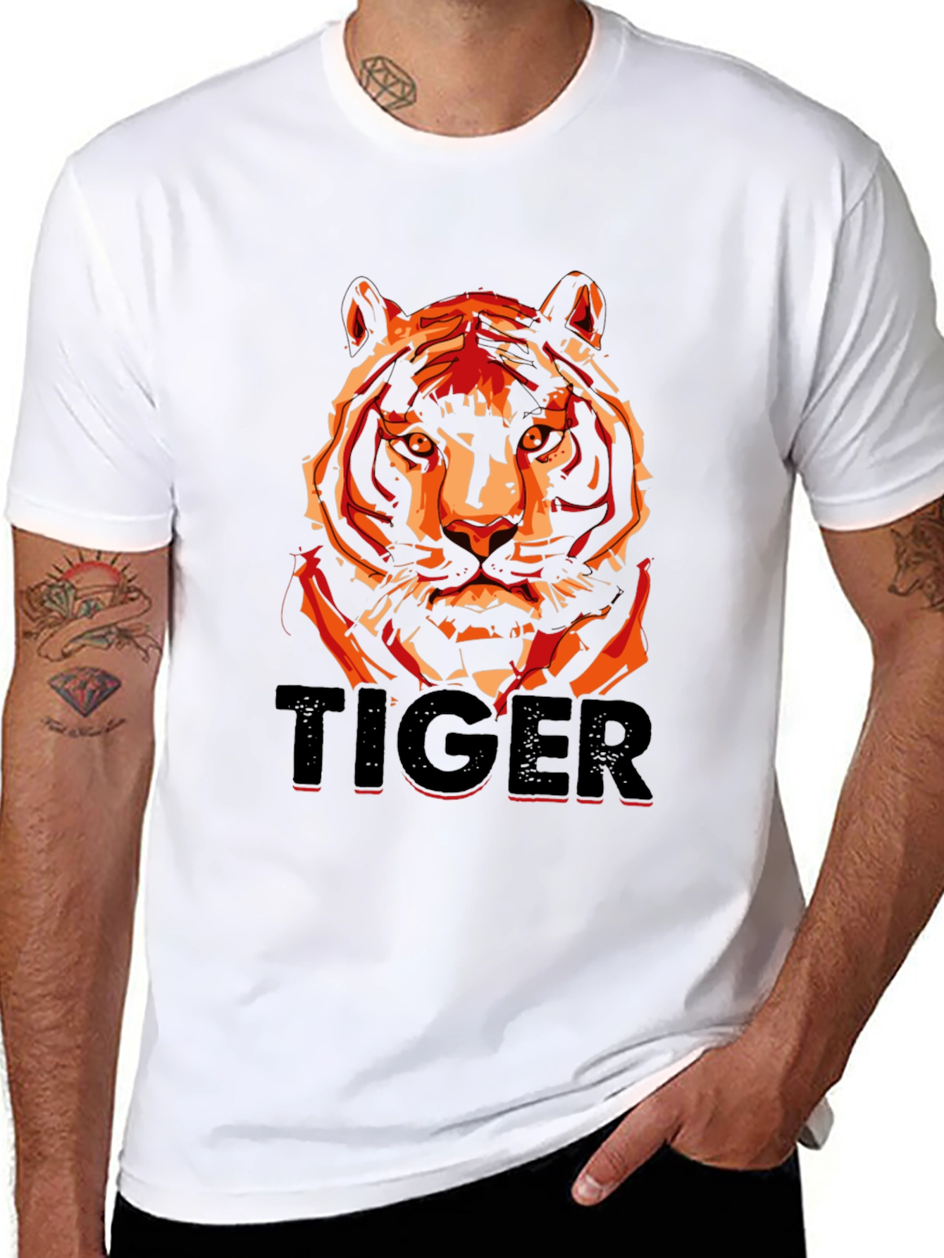 Black Tiger Graphic T-Shirt - Men's Black Tee view 8