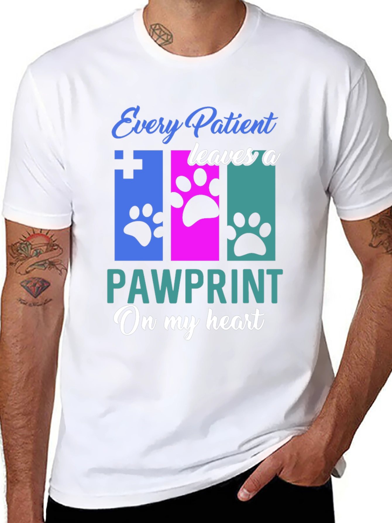 Black Veterinarian Paw Print T-Shirt - Animal Lover Gift view 8