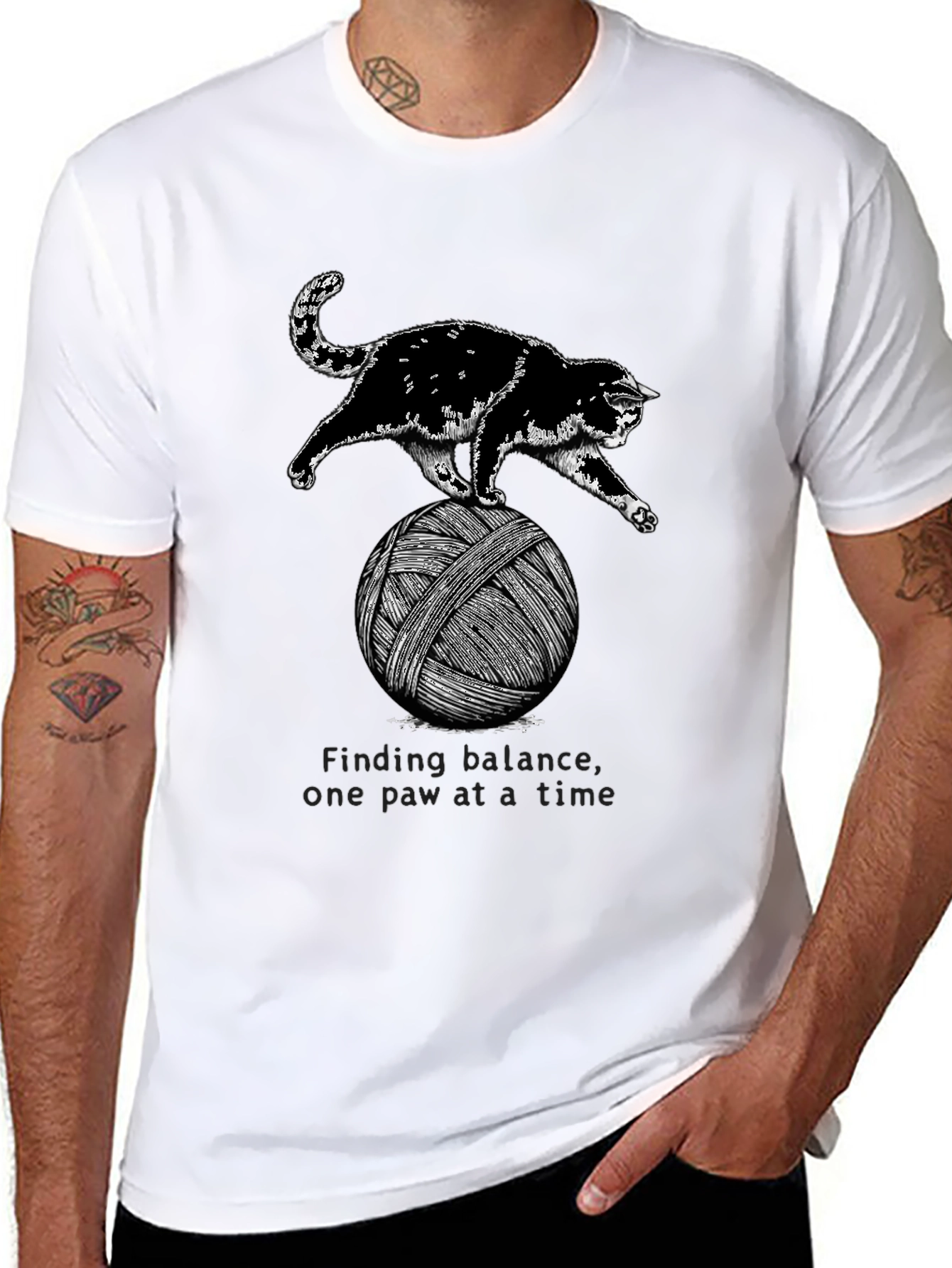 Black Cat Balancing Act T-Shirt view 8