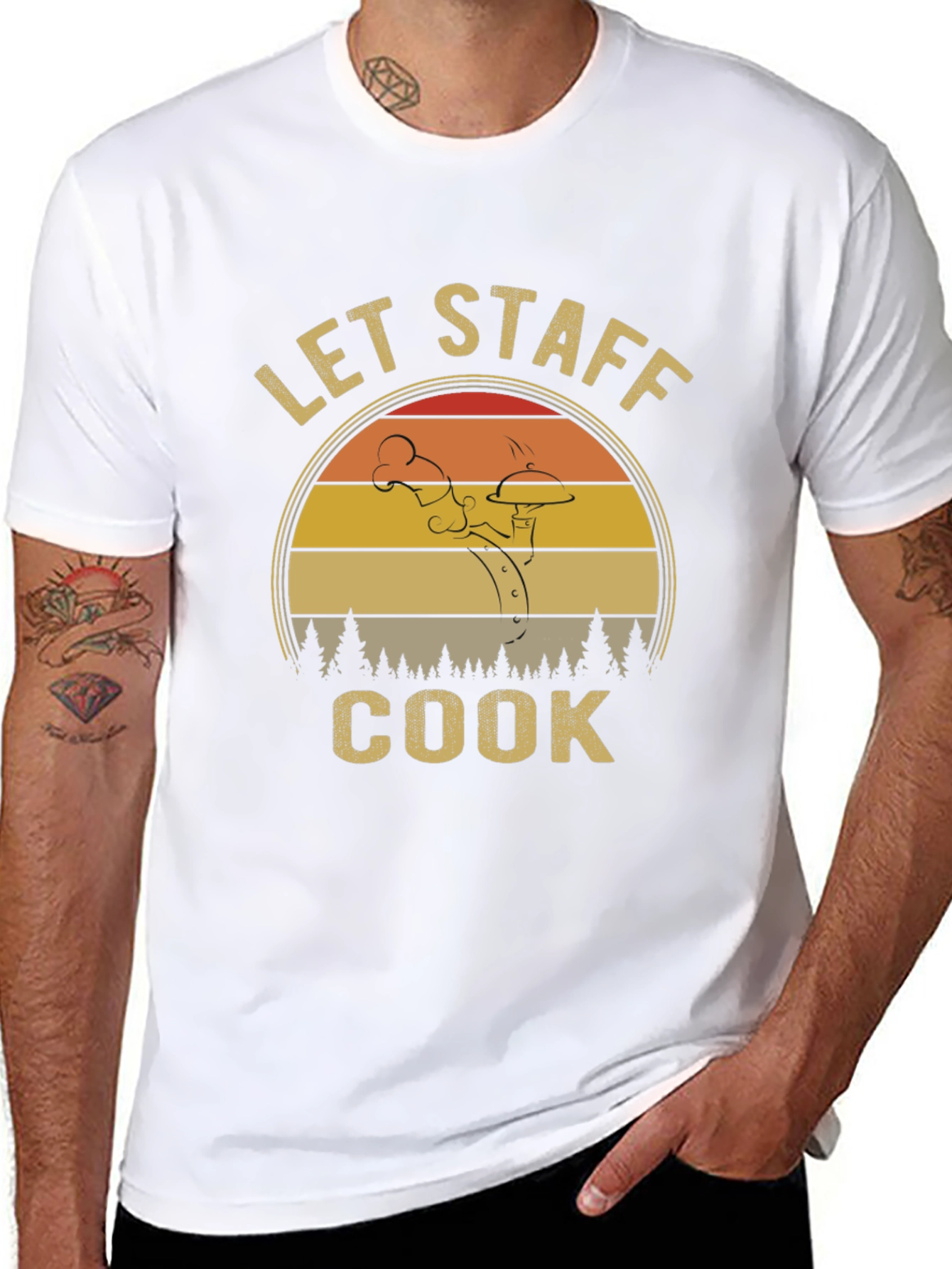 Black Let Staff Cook T-Shirt - Retro Chef Design view 8
