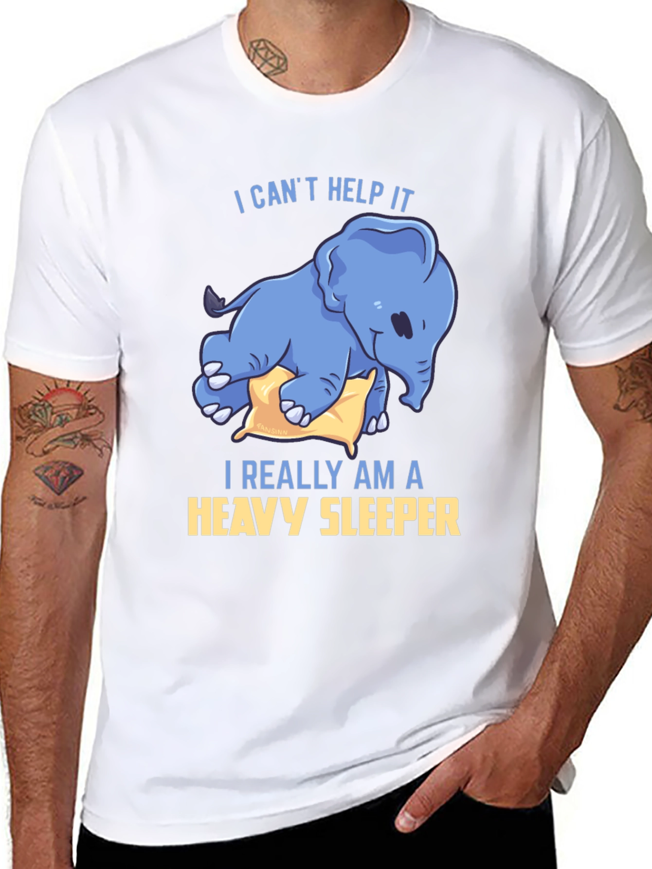 Black Heavy Sleeper Elephant Graphic T-Shirt view 8