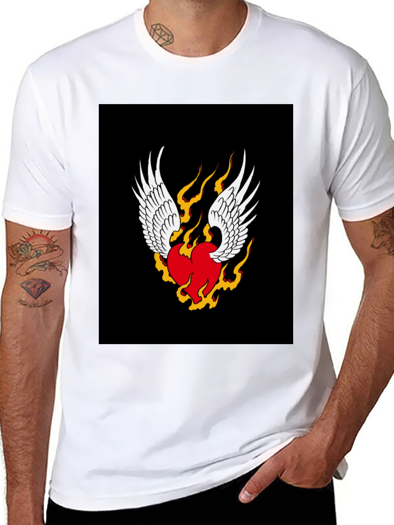 Black Winged Heart Graphic T-Shirt - Classic Black view 8