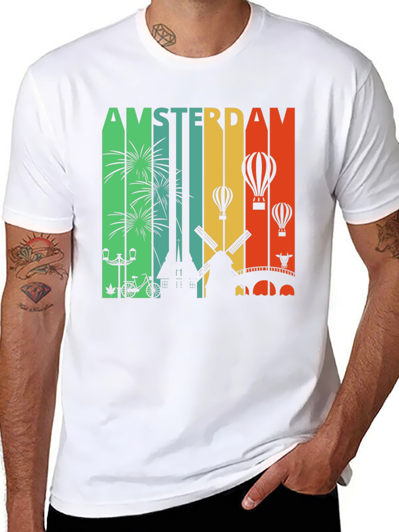 Black Amsterdam Cityscape Graphic Tee view 8