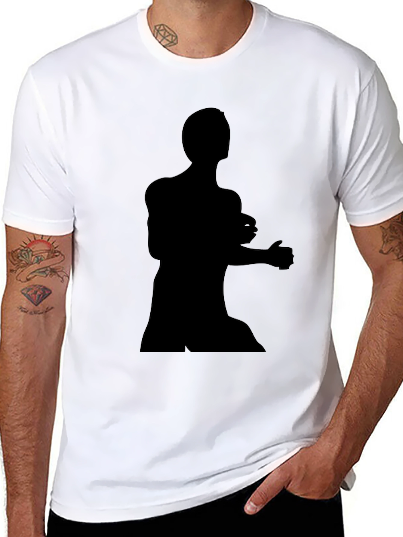 Black Black Silhouette Graphic Tee - Men's Casual Shirt view 8