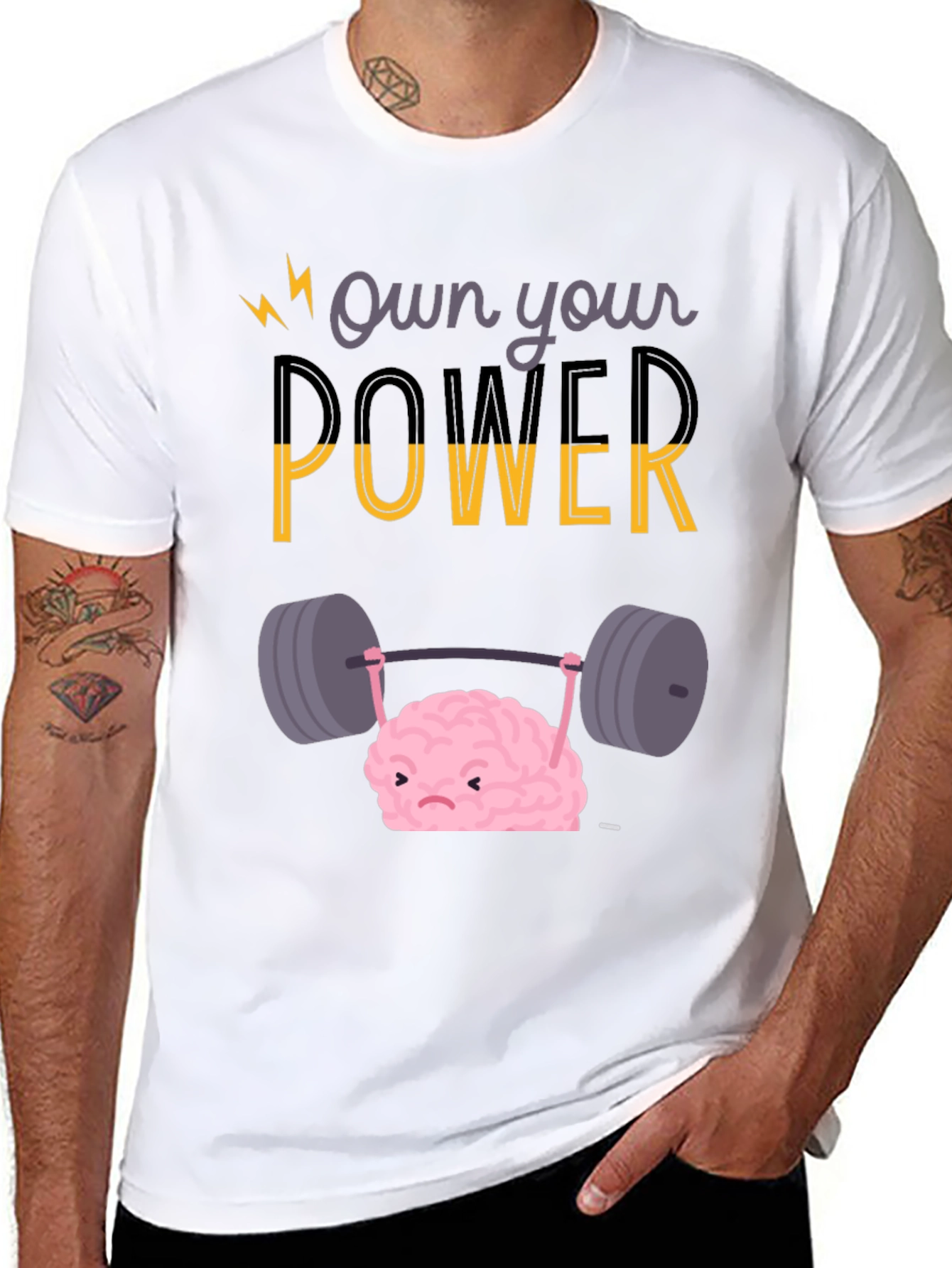 Black Own Your Power T-Shirt - Brain Lifting Weights view 8
