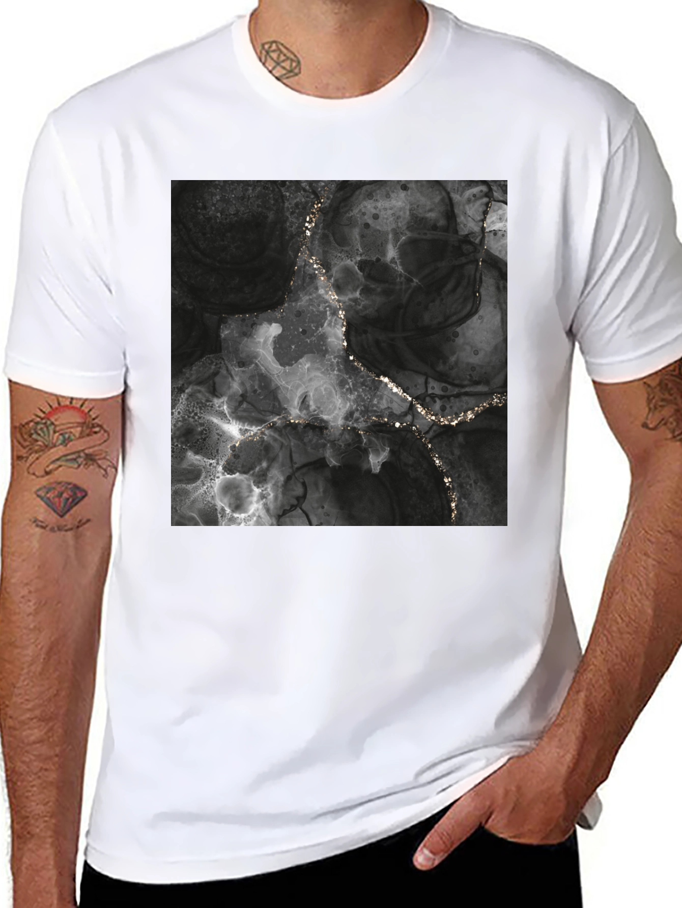 Black Abstract Art Black T-Shirt view 8