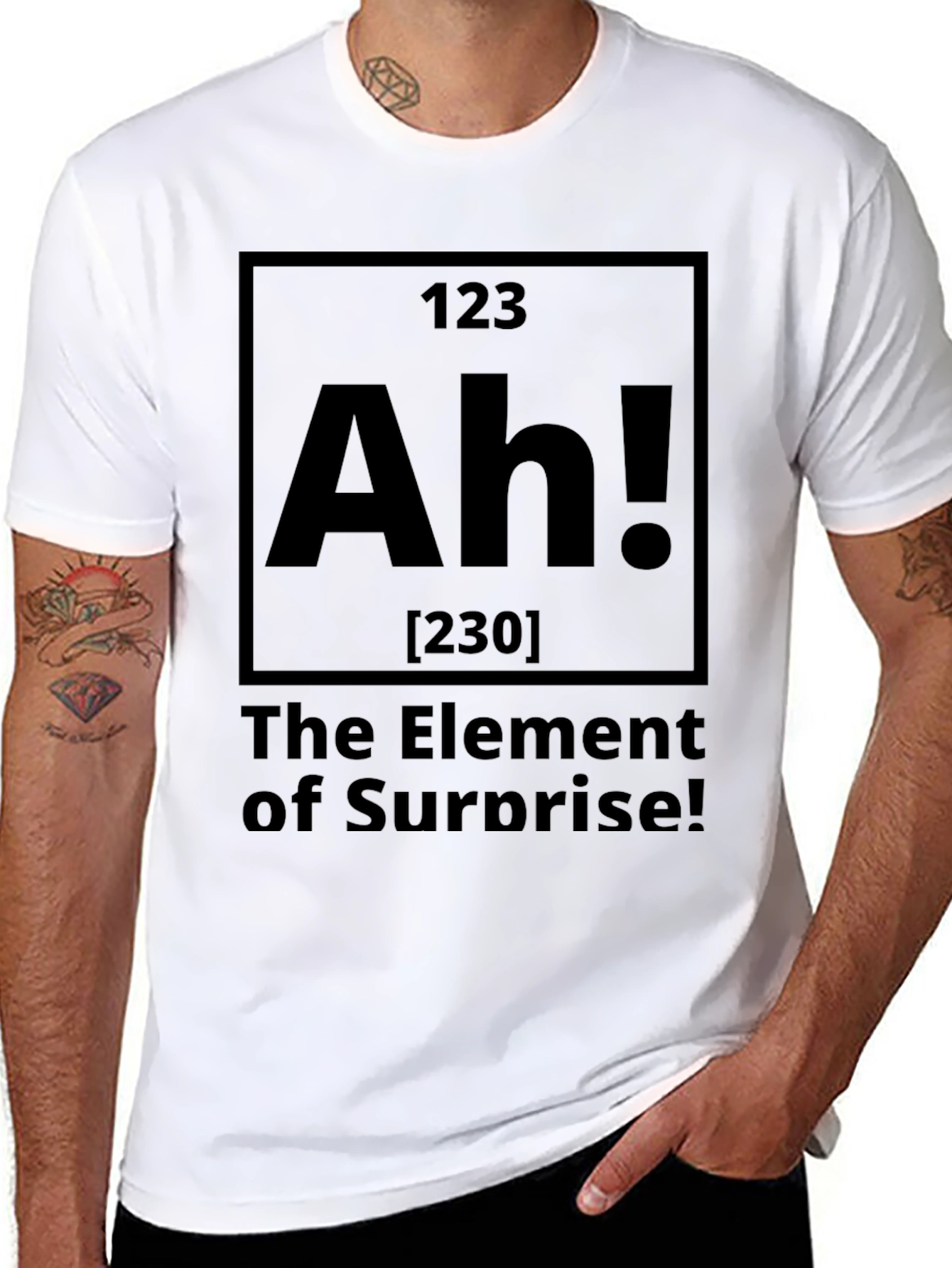 Black Element of Surprise - Funny Graphic Tee view 8