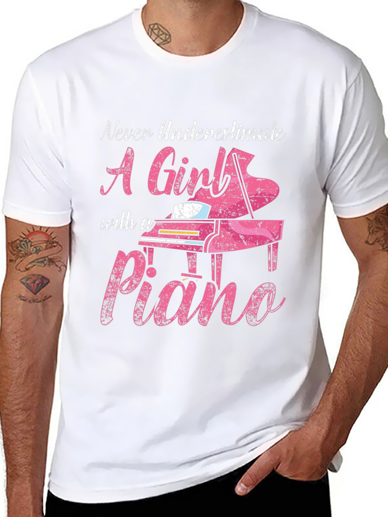 Black Never Underestimate A Girl with a Piano T-Shirt view 8