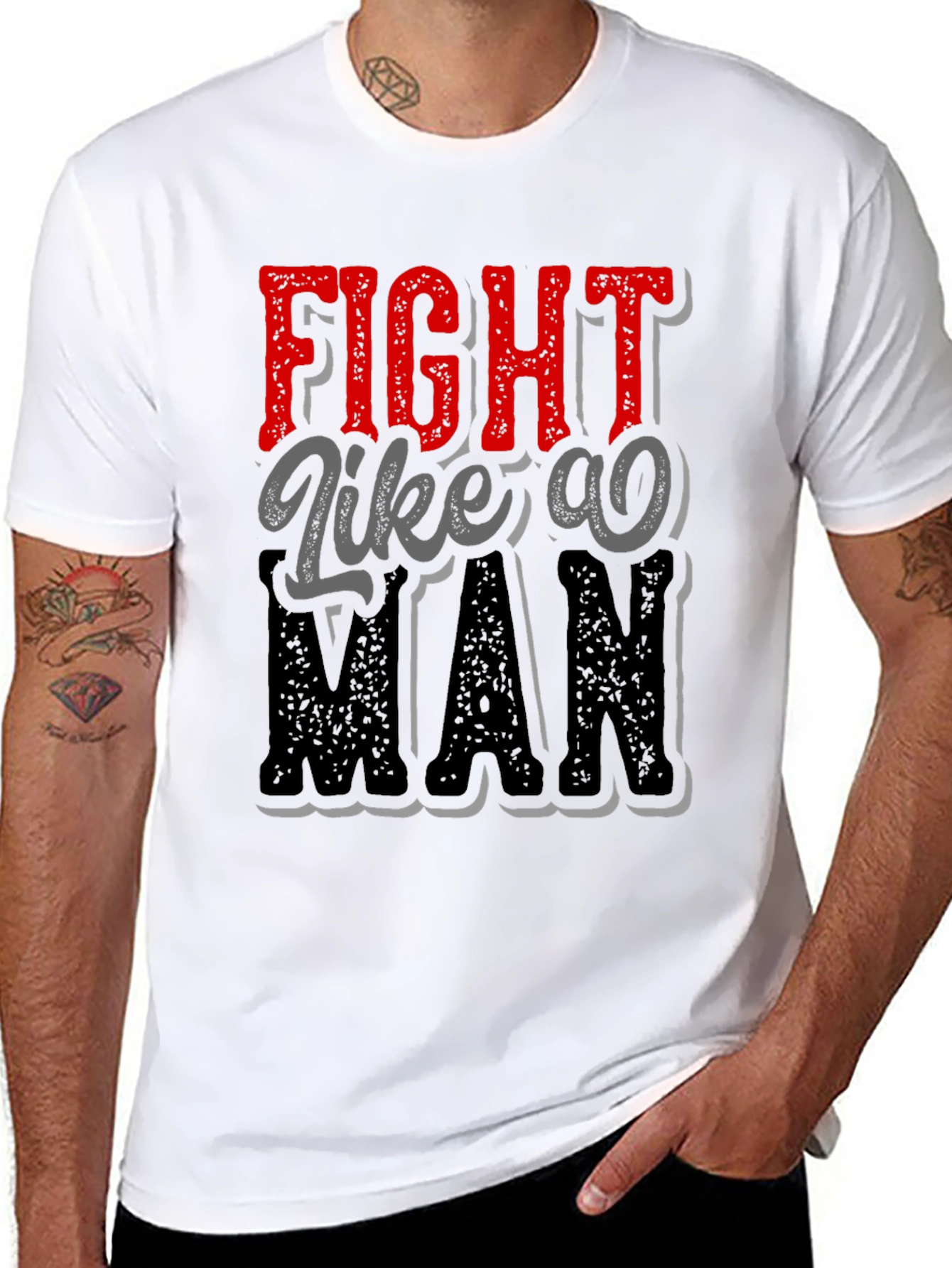 Black Fight Like a Man Graphic Tee - Bold Statement Shirt view 8