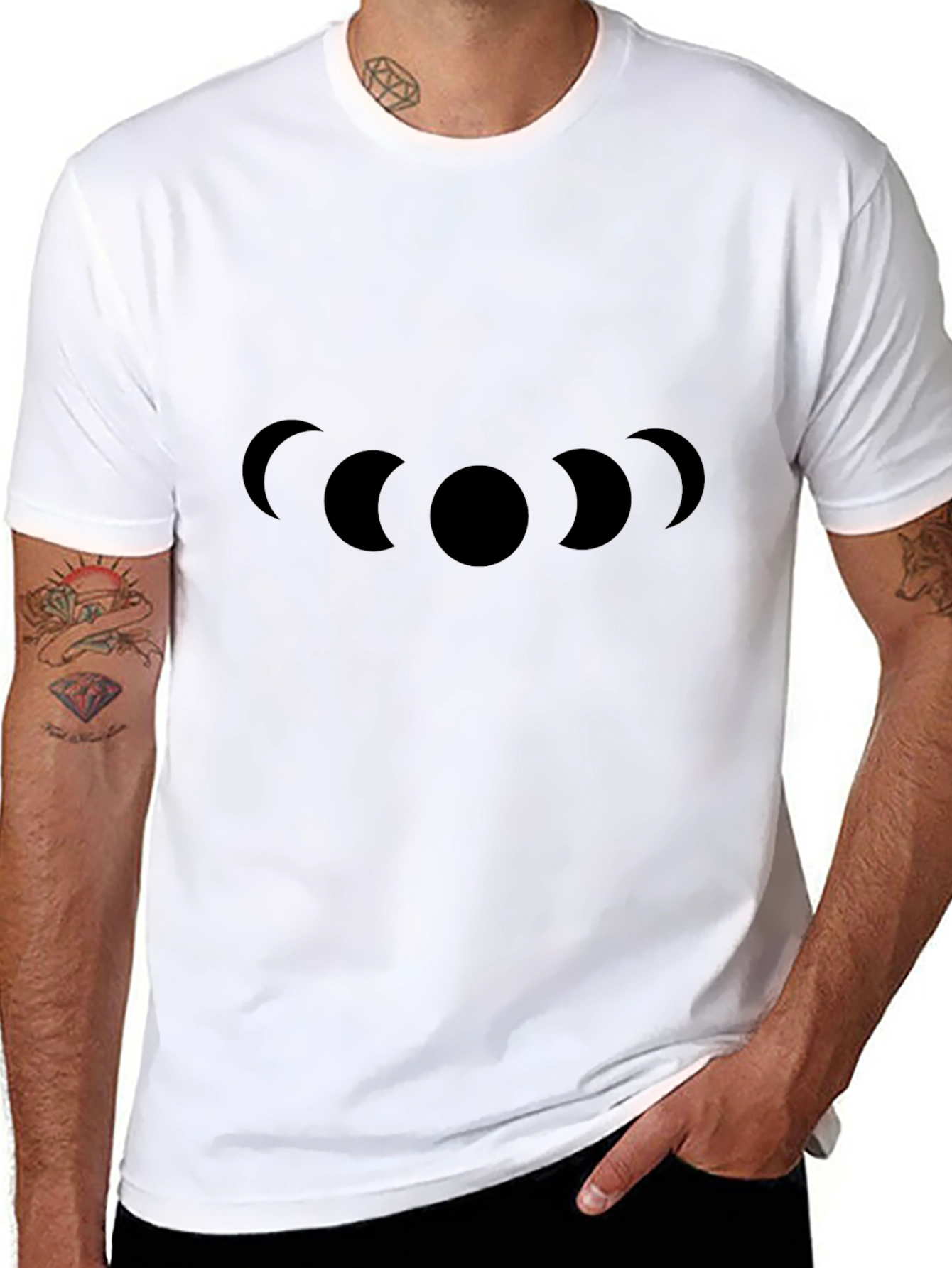 Black Lunar Cycle Graphic T-Shirt - Black Cotton Tee view 8