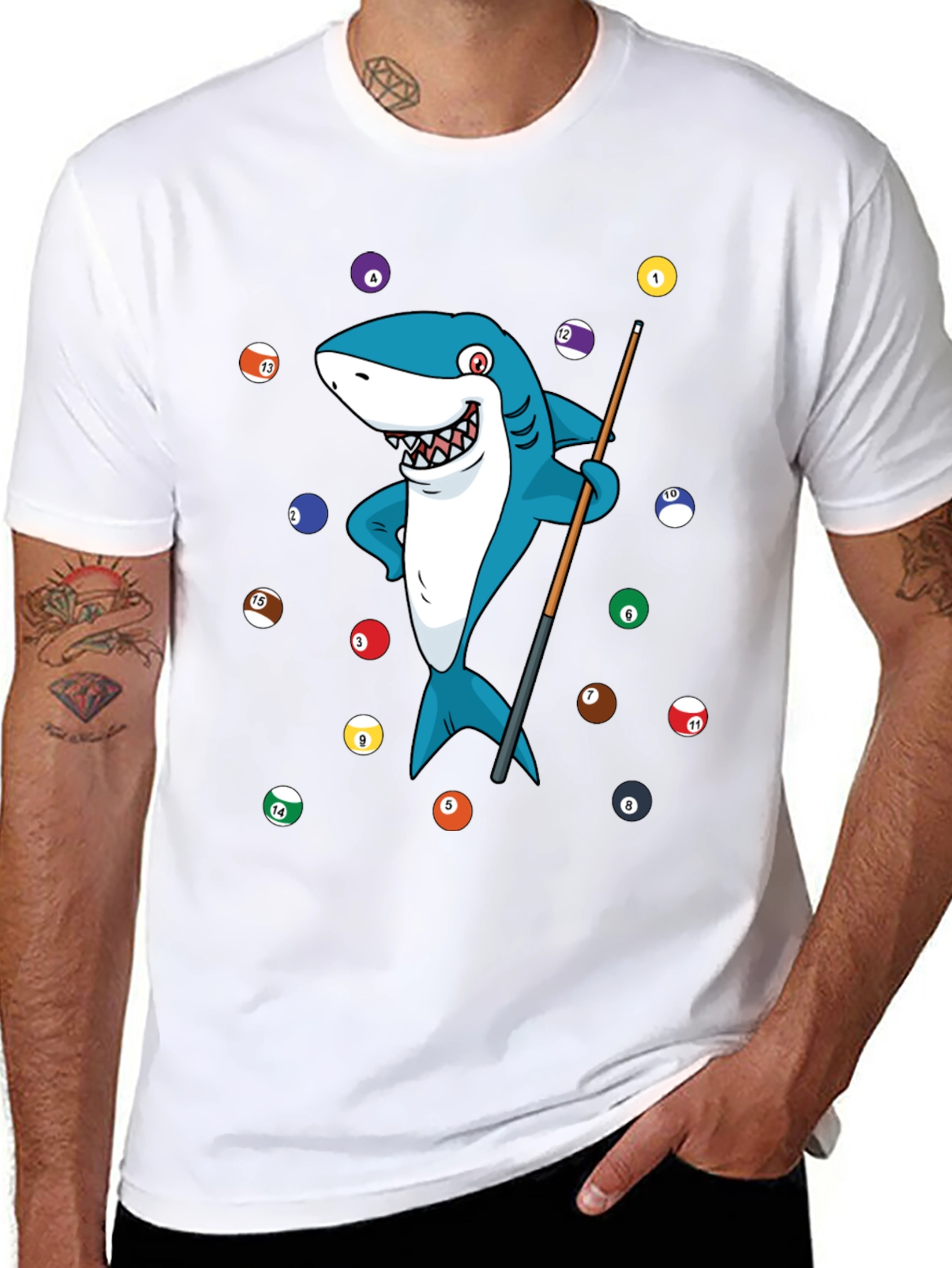 Black Shark Pool Player Graphic Tee view 8