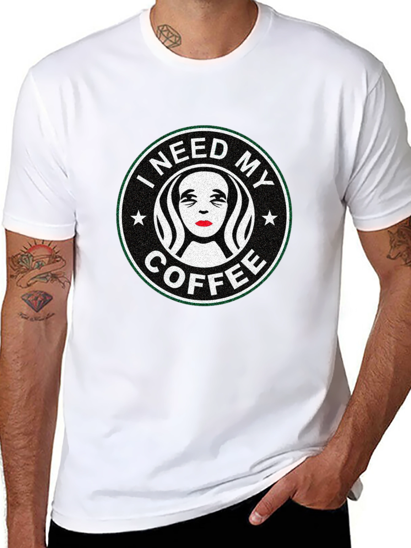 Black I Need My Coffee Graphic Tee - Unisex Black T-Shirt view 8