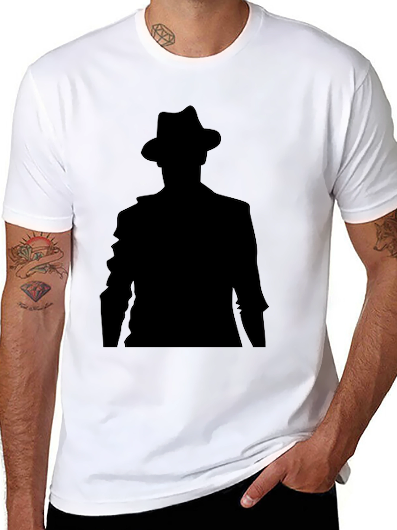 Black Men's Black Silhouette Graphic T-Shirt view 8