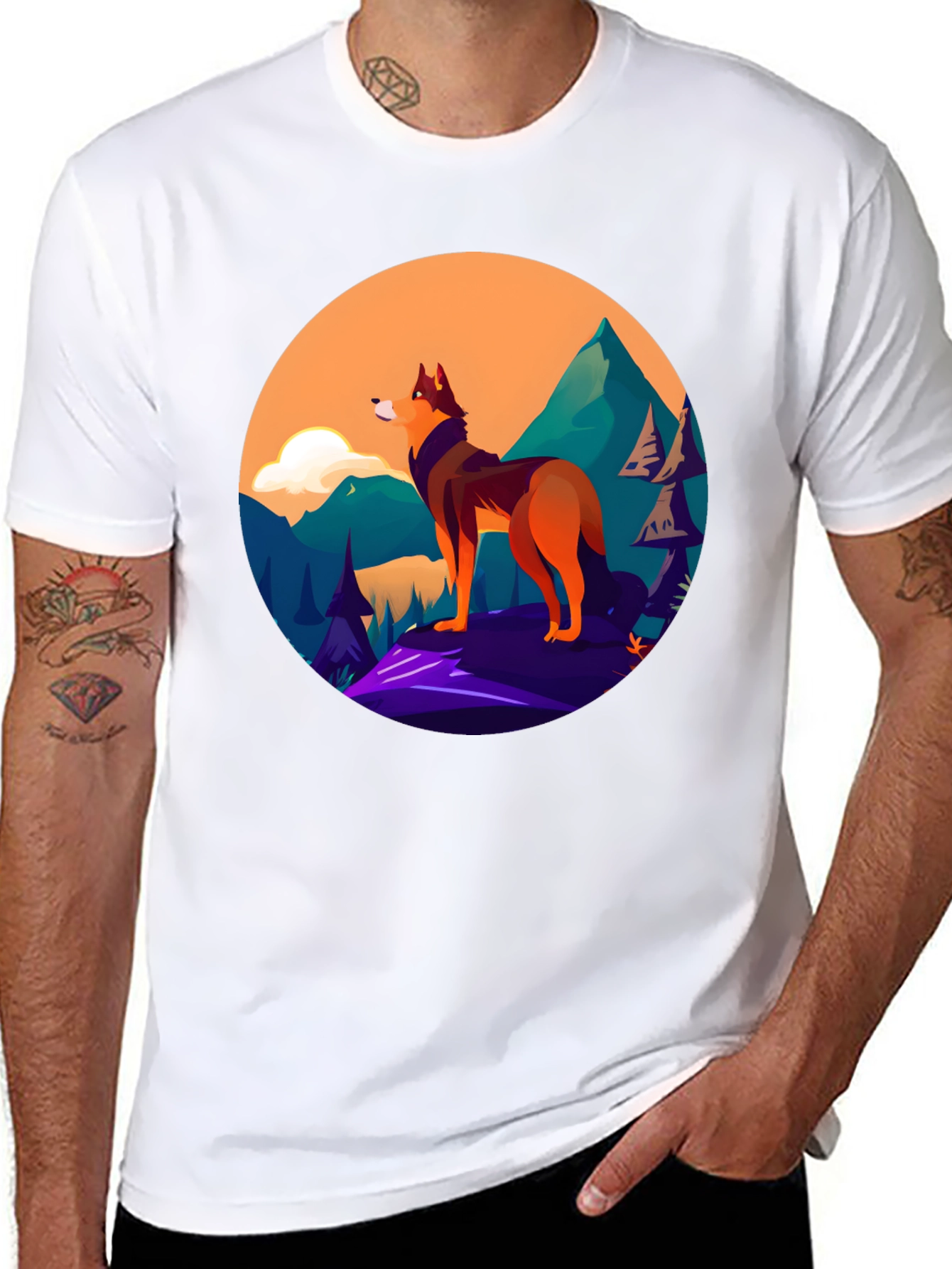 Black Wolf Graphic Black T-Shirt view 8