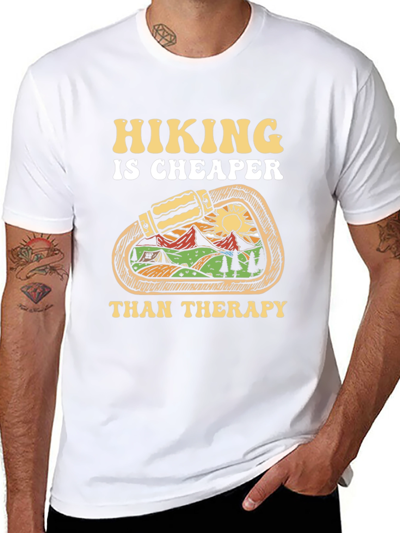 Black Hiking is Cheaper Than Therapy T-Shirt view 8