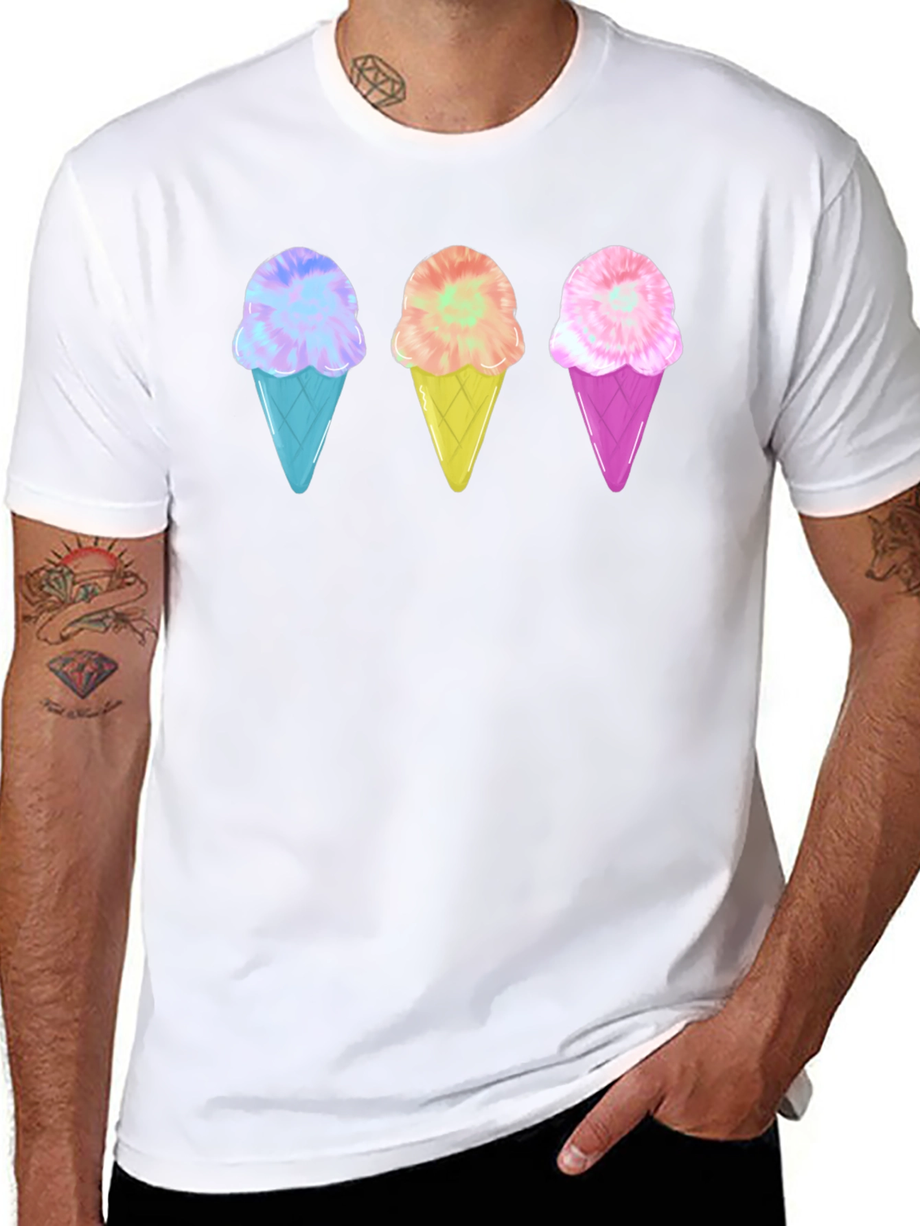 Black Ice Cream Cone Graphic Tee - Black Unisex T-Shirt view 8