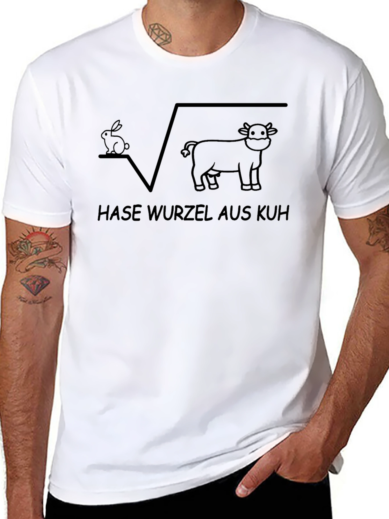 Black Funny Math Pun T-Shirt - Root of Cow is Hare view 8