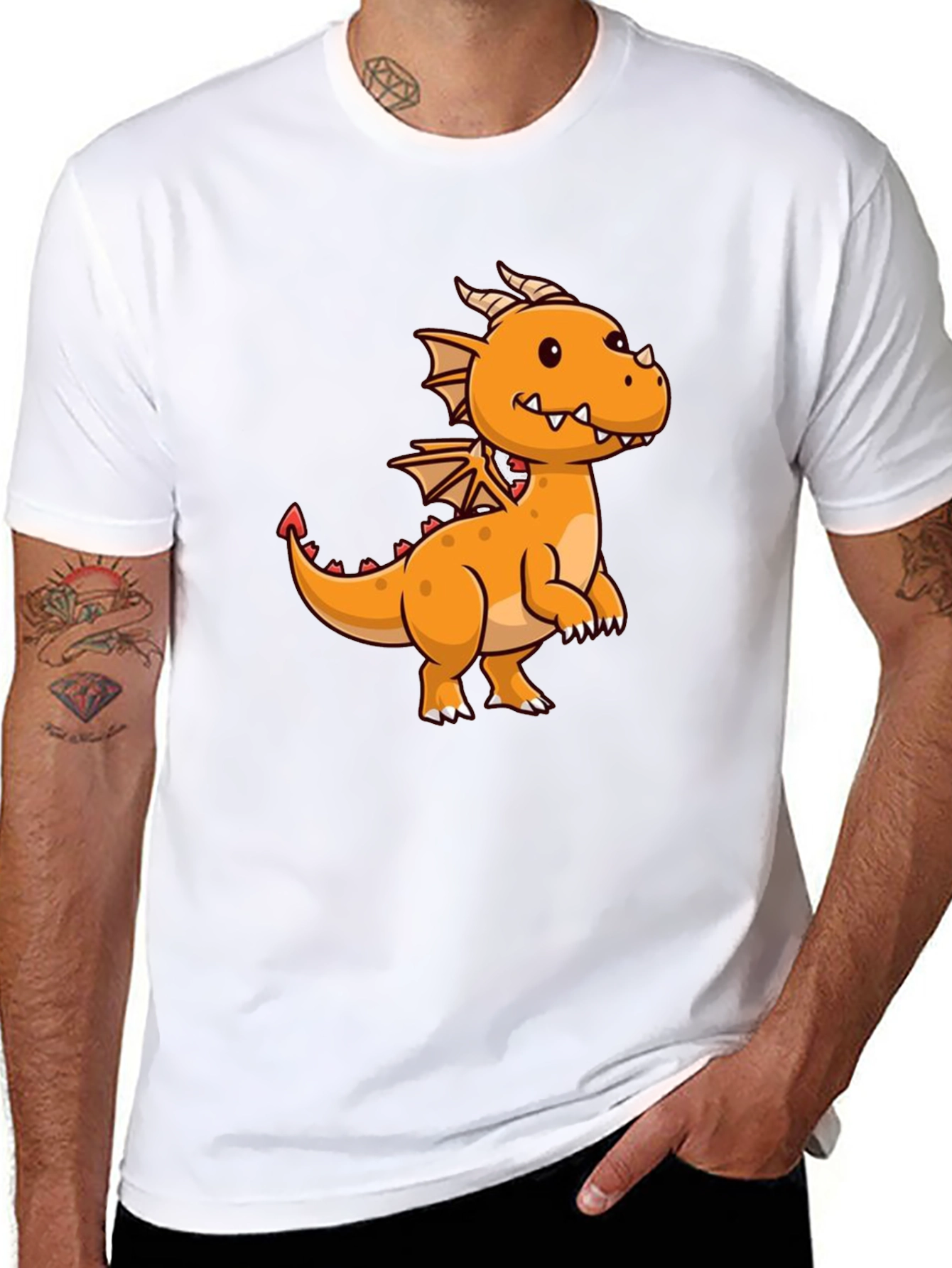 Black Dragon Graphic Tee - Black Cotton T-Shirt view 8