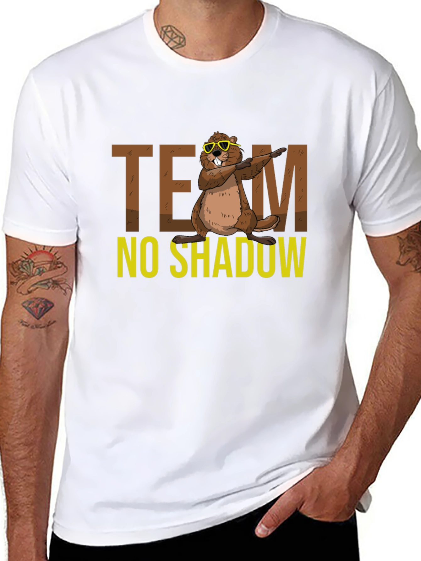 Black Team No Shadow Funny Groundhog Day T-Shirt view 8
