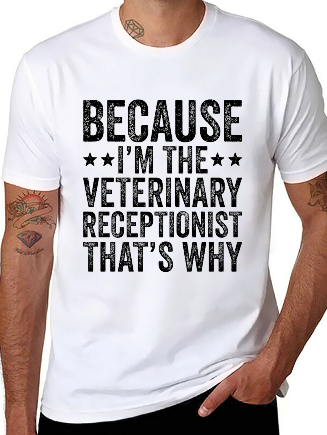 Black Veterinary Receptionist T-Shirt - Because I'm The... view 8