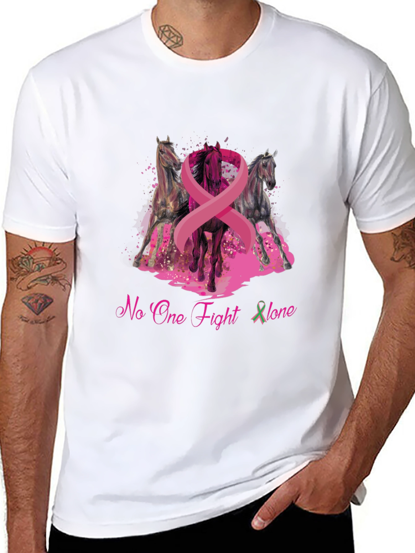 Black Horse & Breast Cancer Awareness Graphic T-Shirt view 8