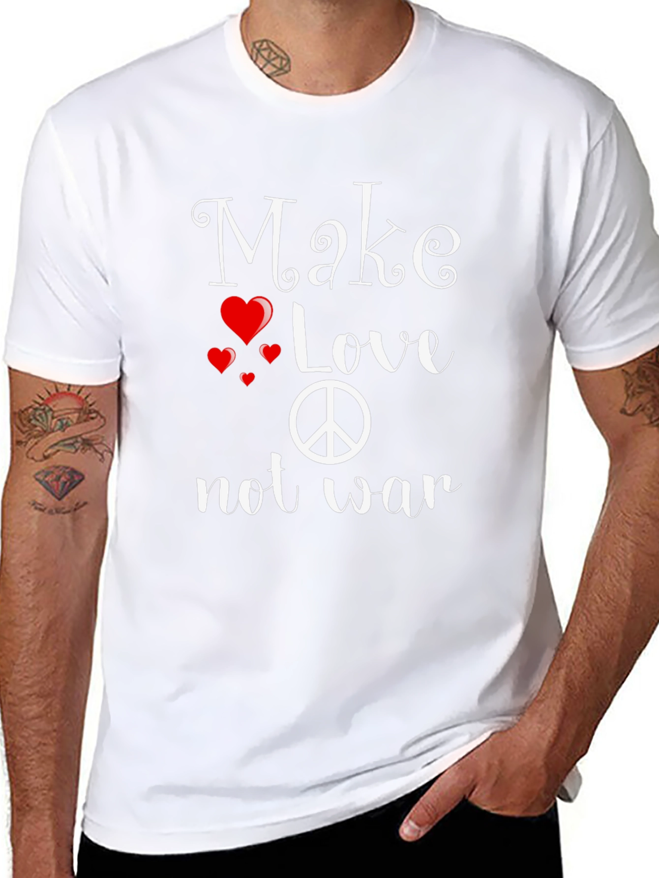 Black Peace & Love Graphic Tee - Black view 8