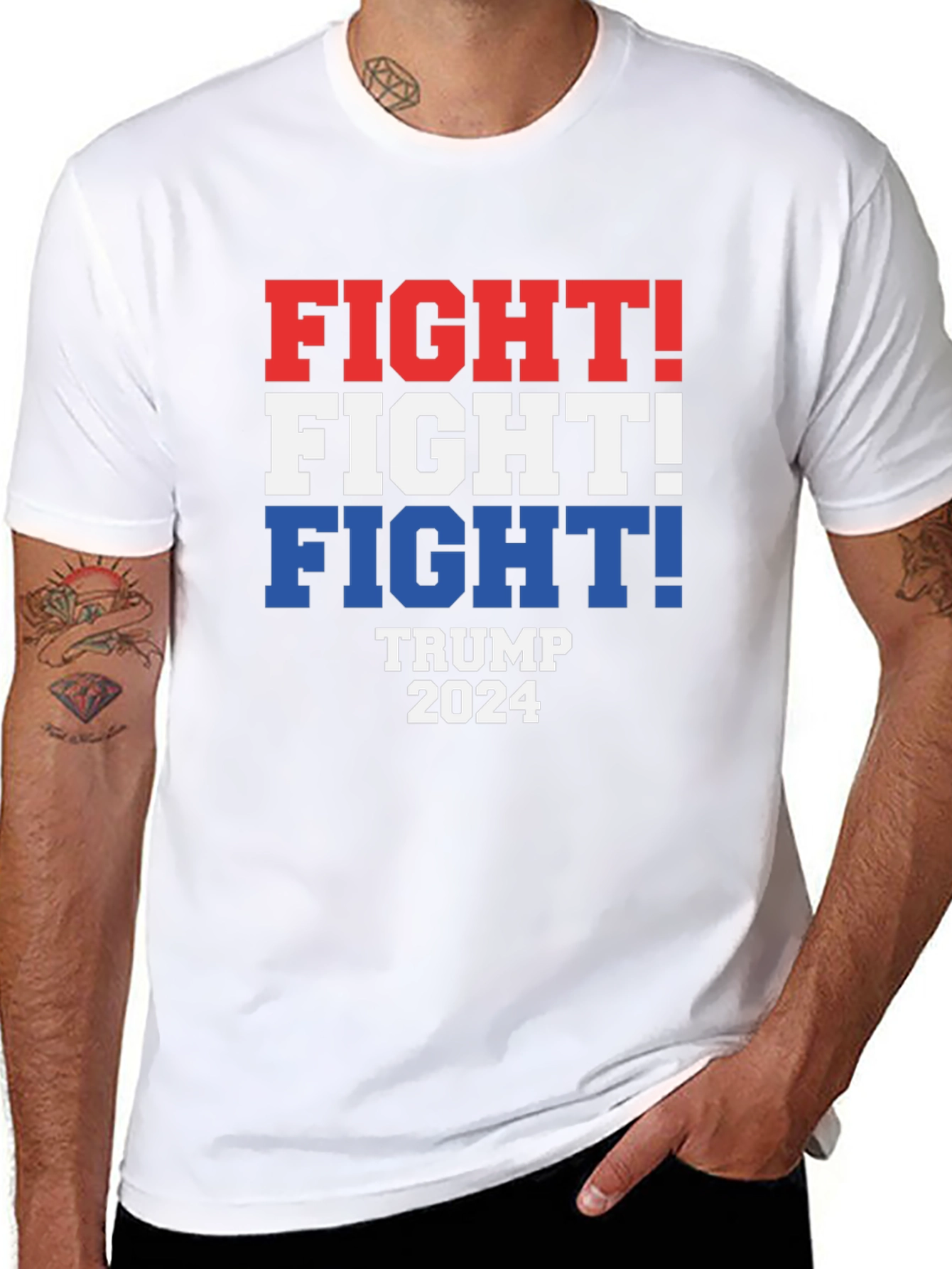 Black Fight! Trump 2024 Patriotic T-Shirt view 8