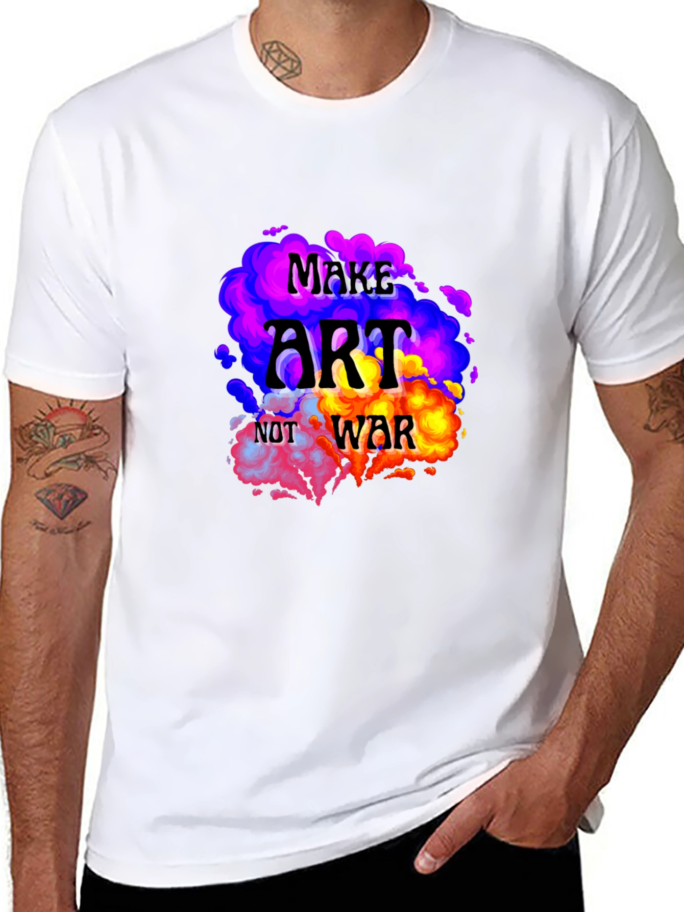 Black Make Art Not War Graphic T-Shirt view 8