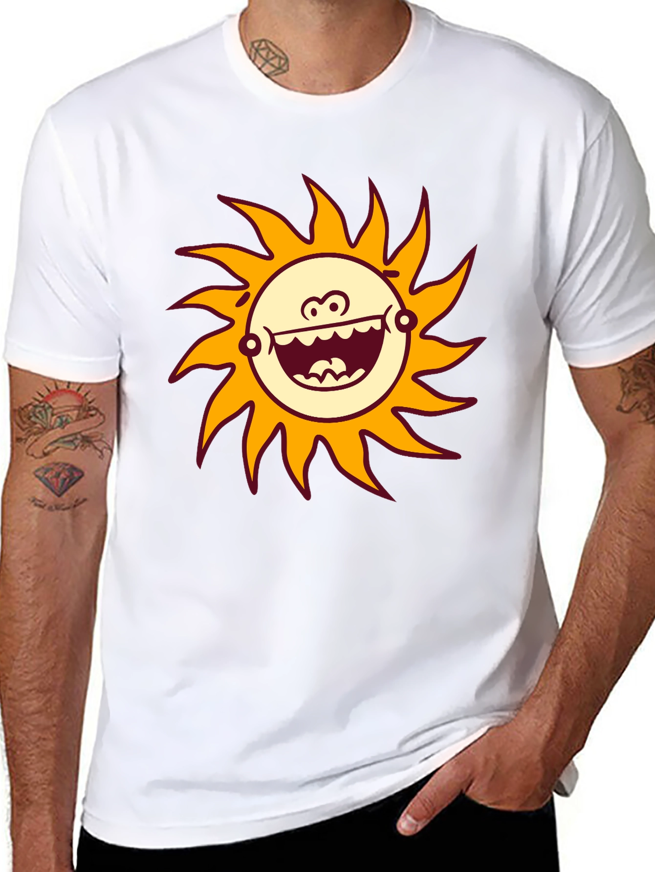 Black Funny Sun Graphic Black T-Shirt view 8