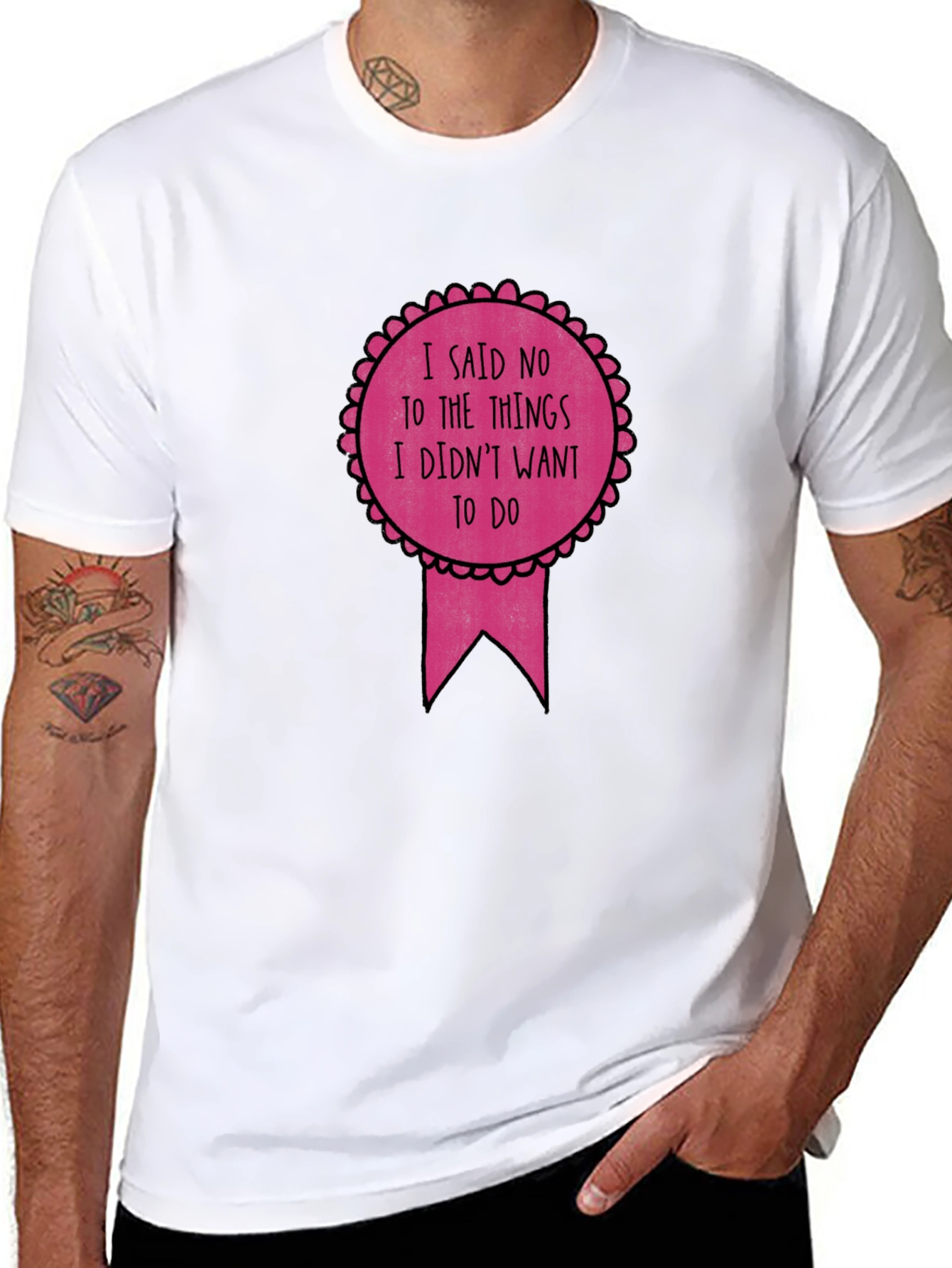 Black Funny Sarcastic Award Ribbon Graphic Tee view 8