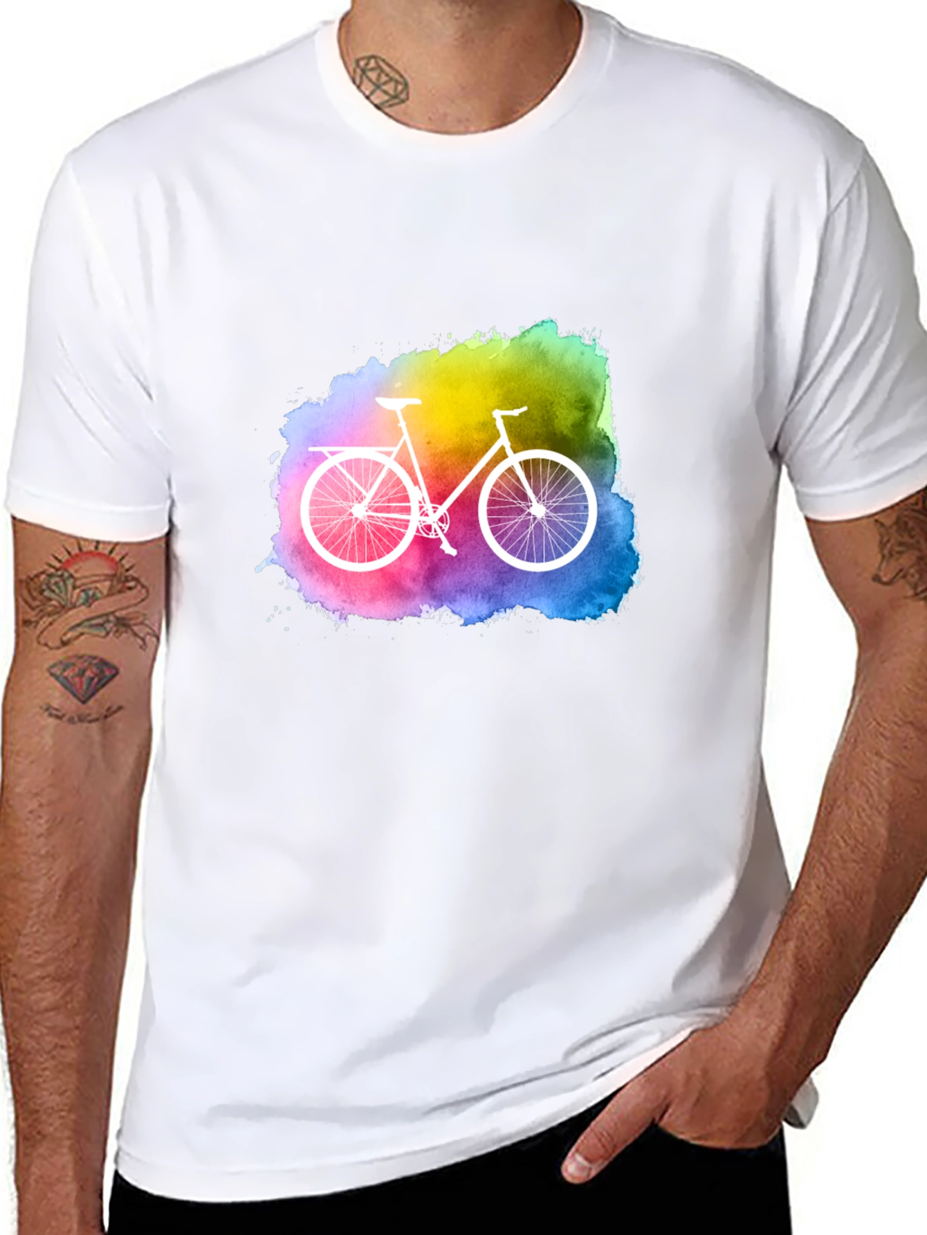 Black Watercolor Bike Graphic Tee - Unique Style view 8