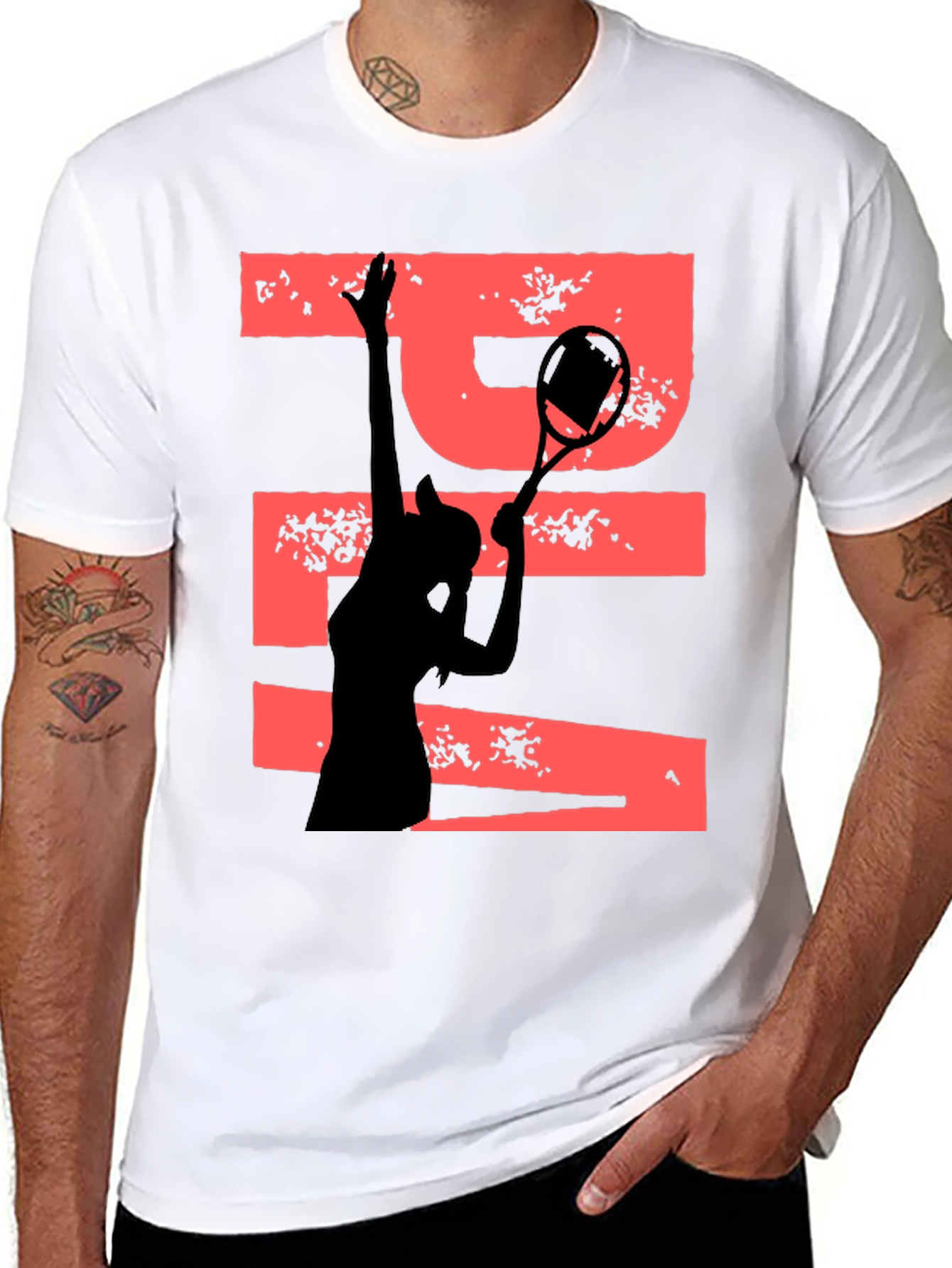 Black Tennis Player Graphic Tee - Unique Design view 8