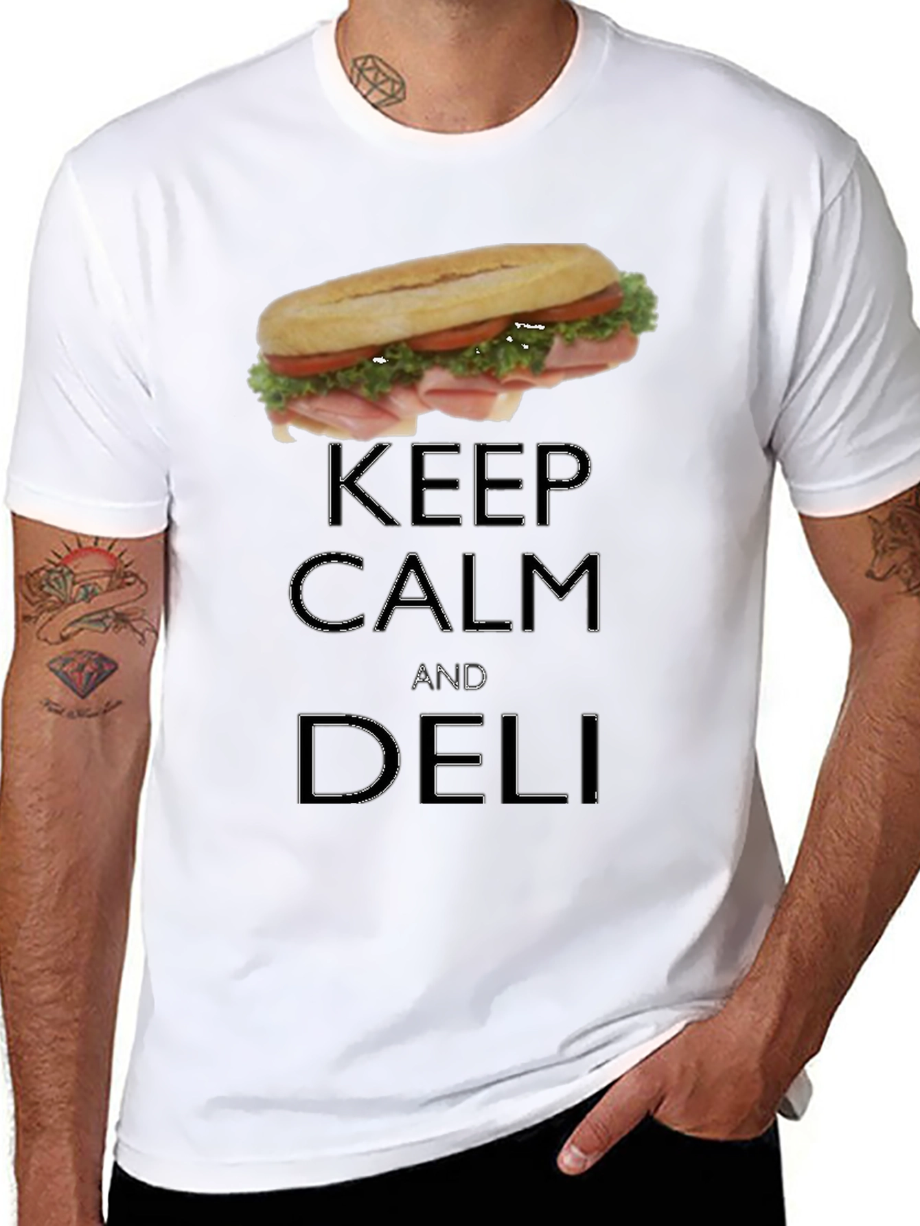 Black Keep Calm & Deli T-Shirt - Sandwich Lover Tee view 8