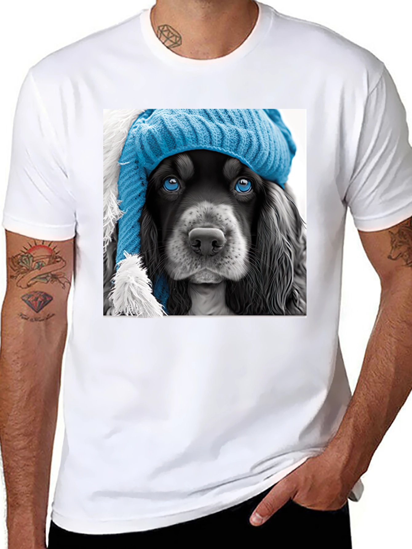 Black Dog in a Hat Graphic Tee view 8