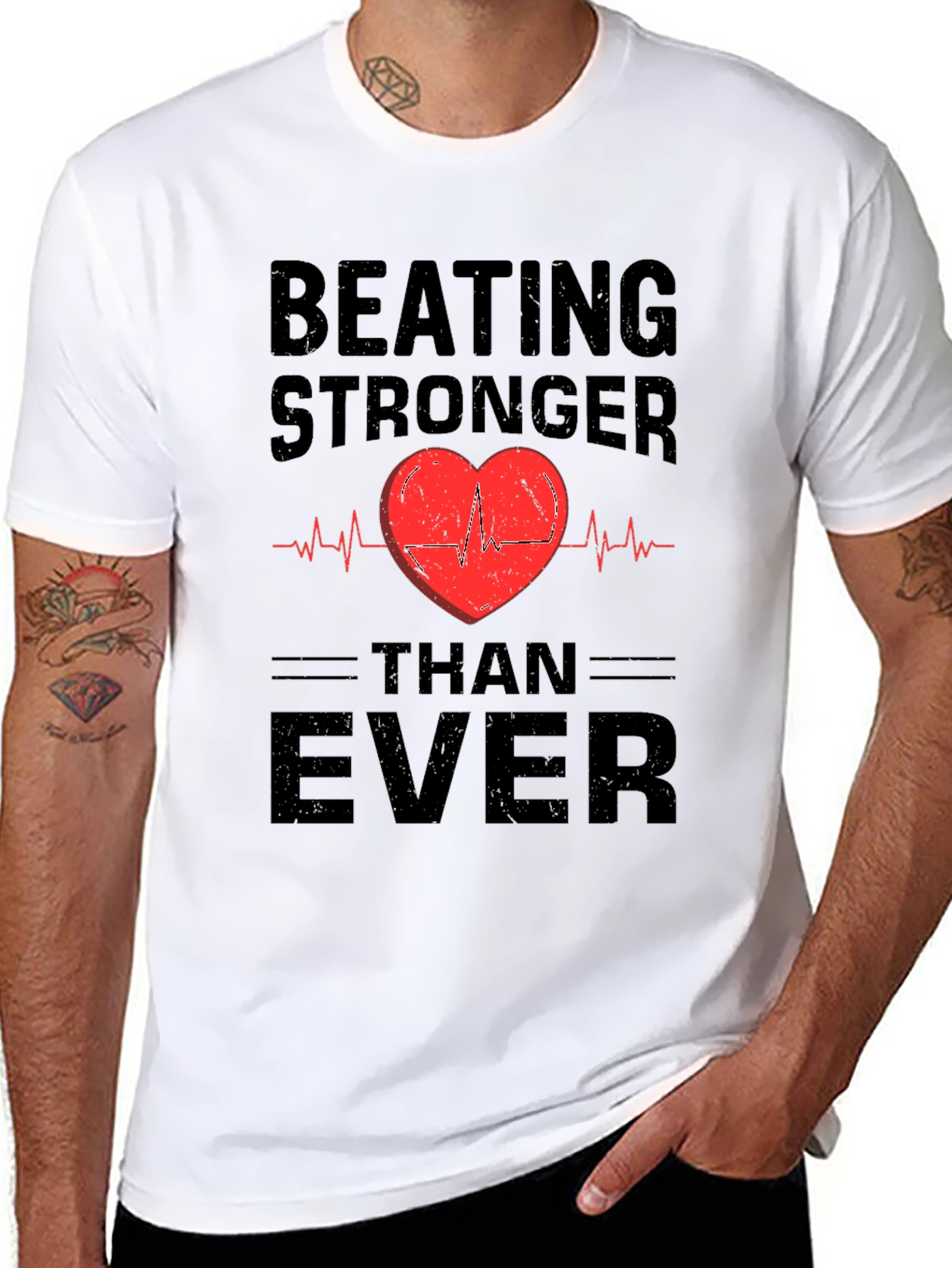 Black Beating Stronger Than Ever Graphic T-Shirt view 8