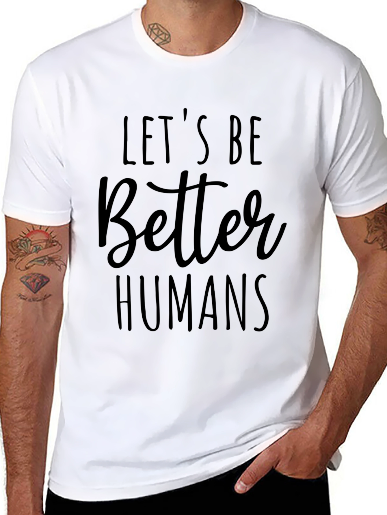 Black Let's Be Better Humans Black Graphic T-Shirt view 8