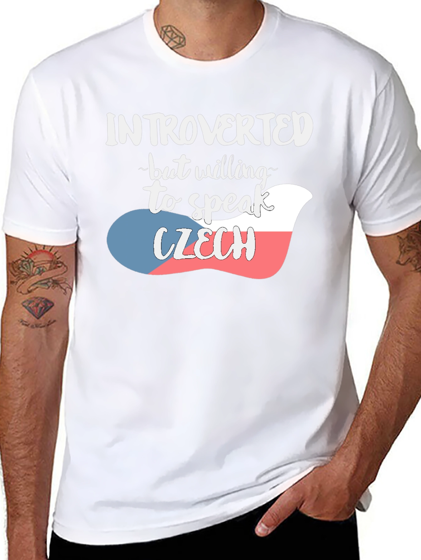 Black Introverted Czech Flag T-Shirt view 8