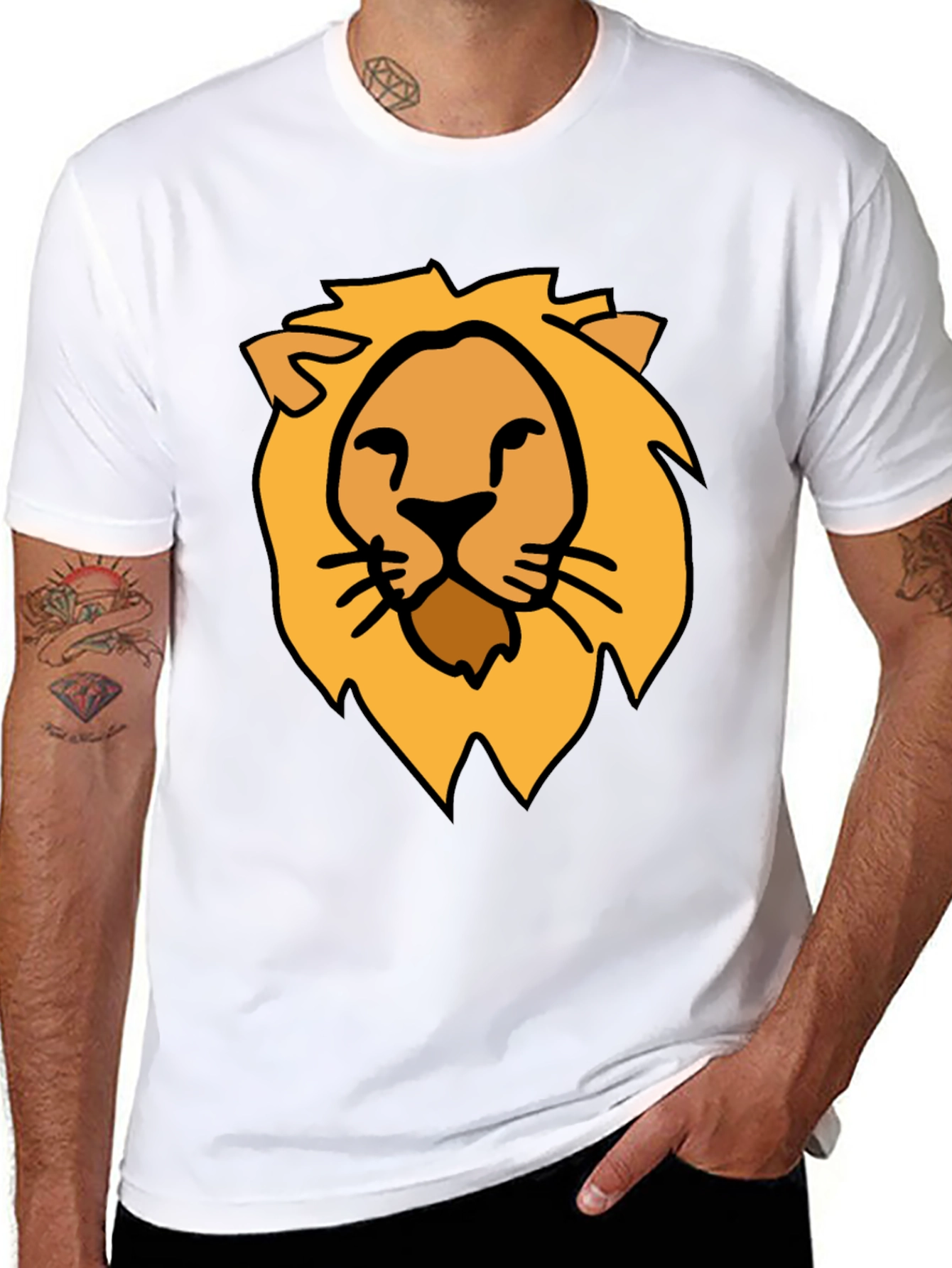 Black Lion Graphic Tee - Stylish Crew Neck Black T-Shirt view 8