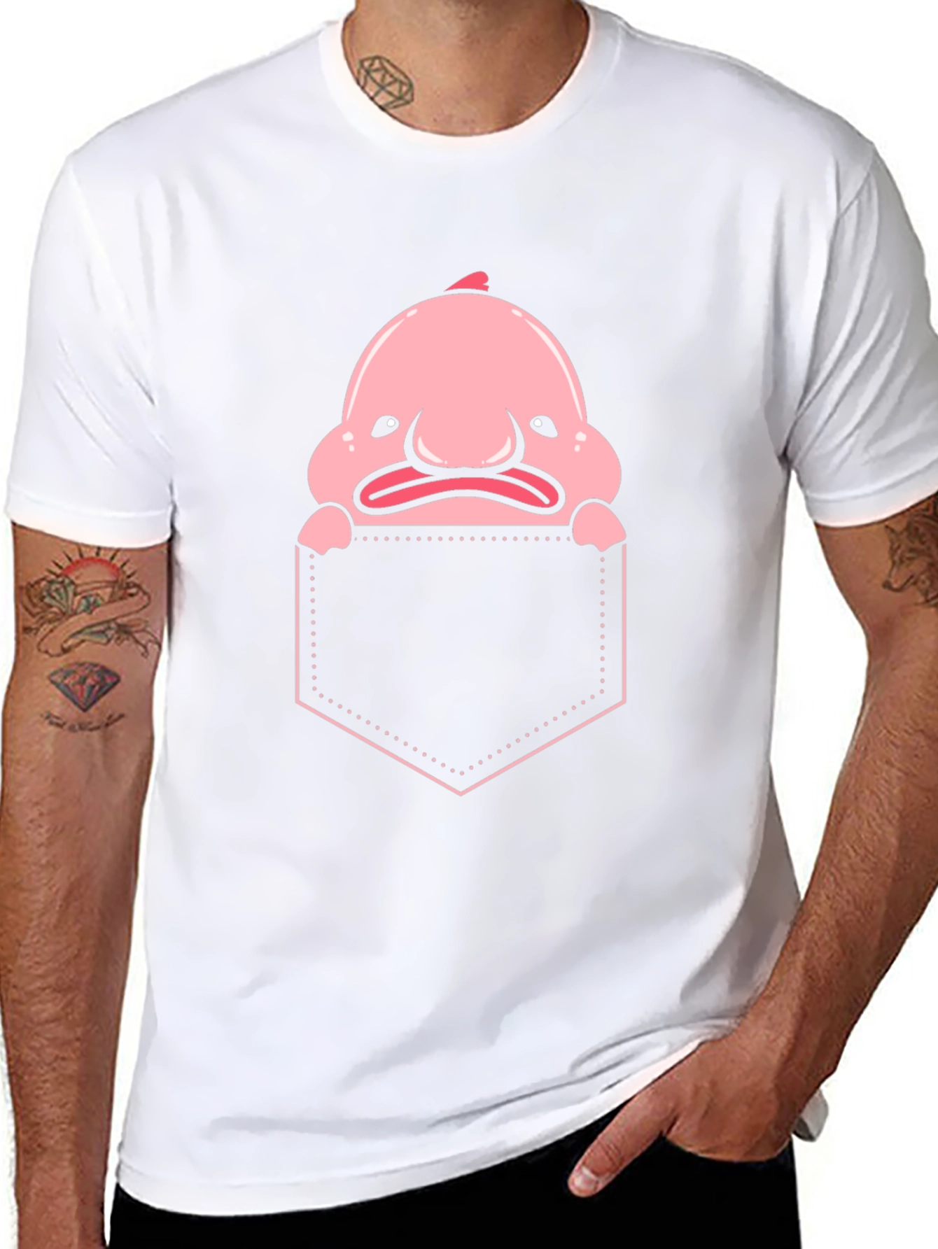 Black Blobfish Pocket T-Shirt - Funny Sea Creature Tee view 8