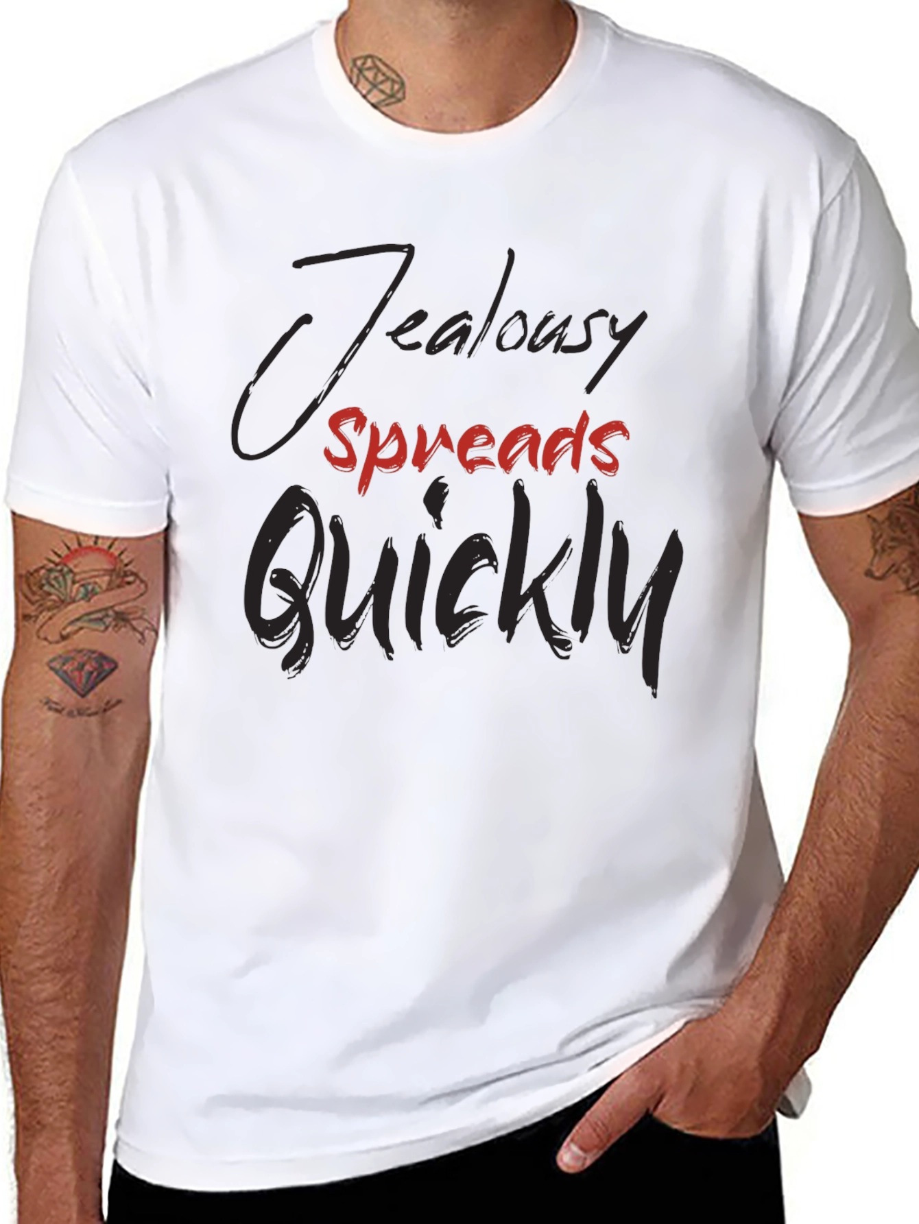 Jealousy Spreads Quickly Graphic Tee - Trendy Dark T-Shirt - 8