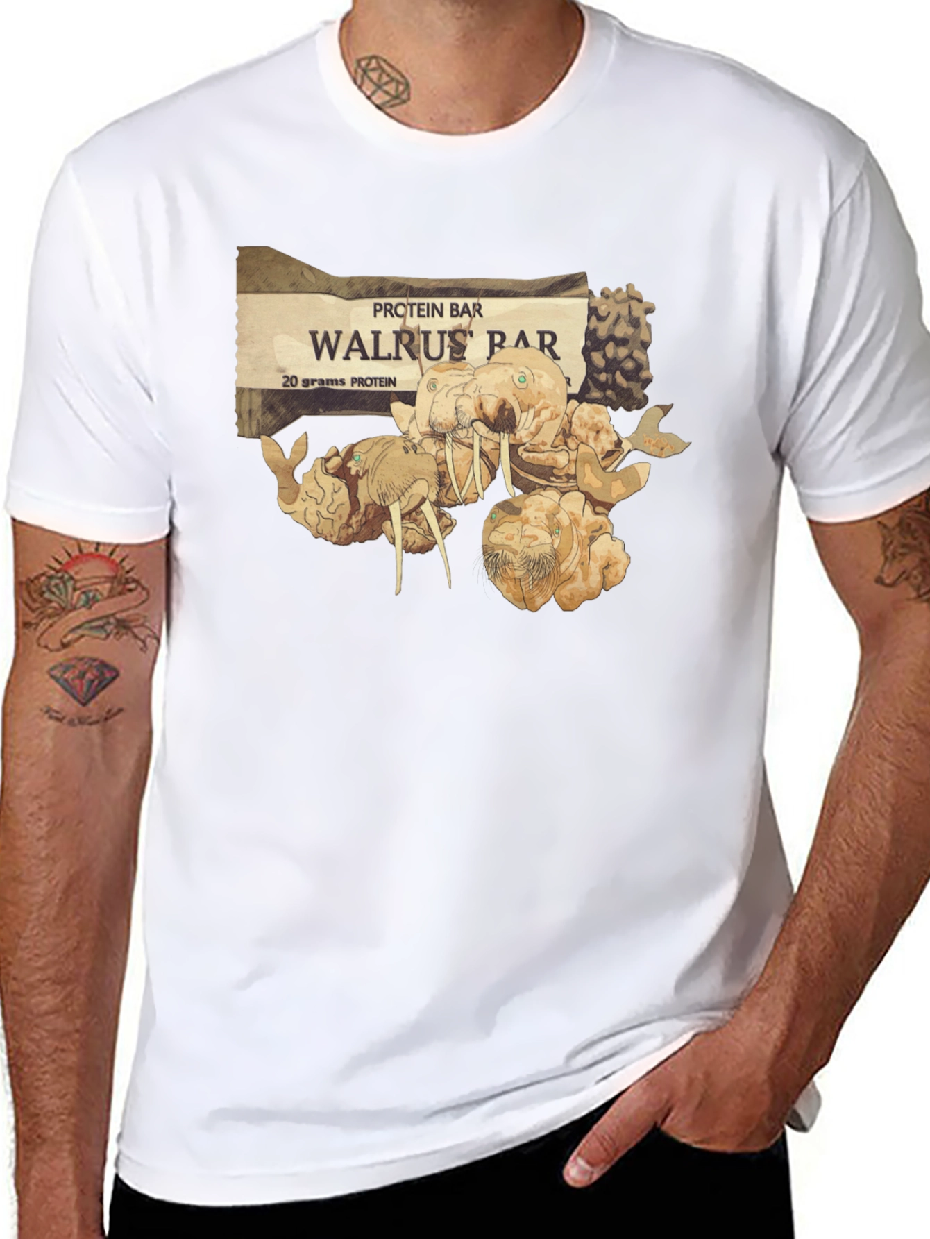 Black Walrus Bar Protein T-Shirt - Unique Graphic Tee view 8